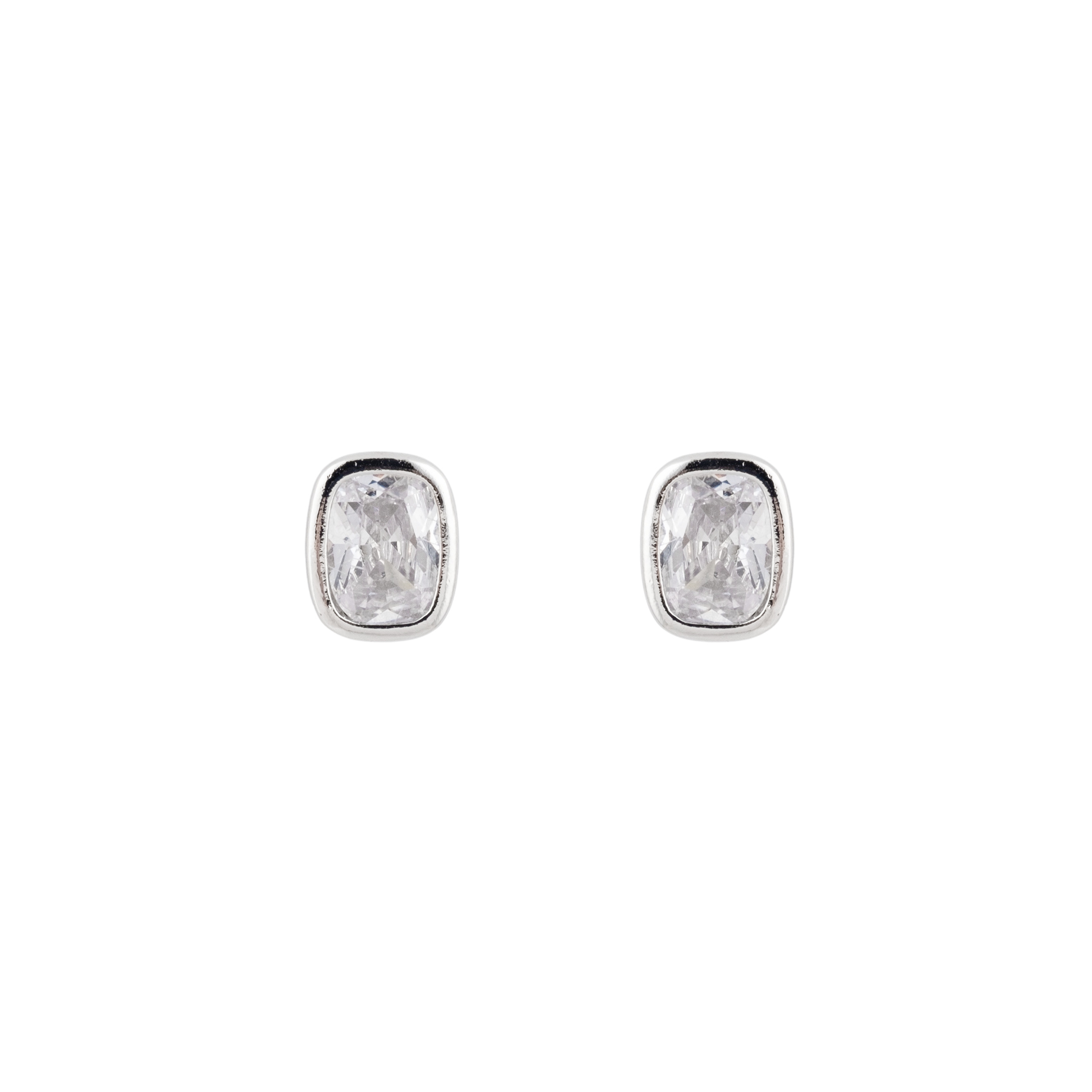 Silvery poussettes with a square crystal