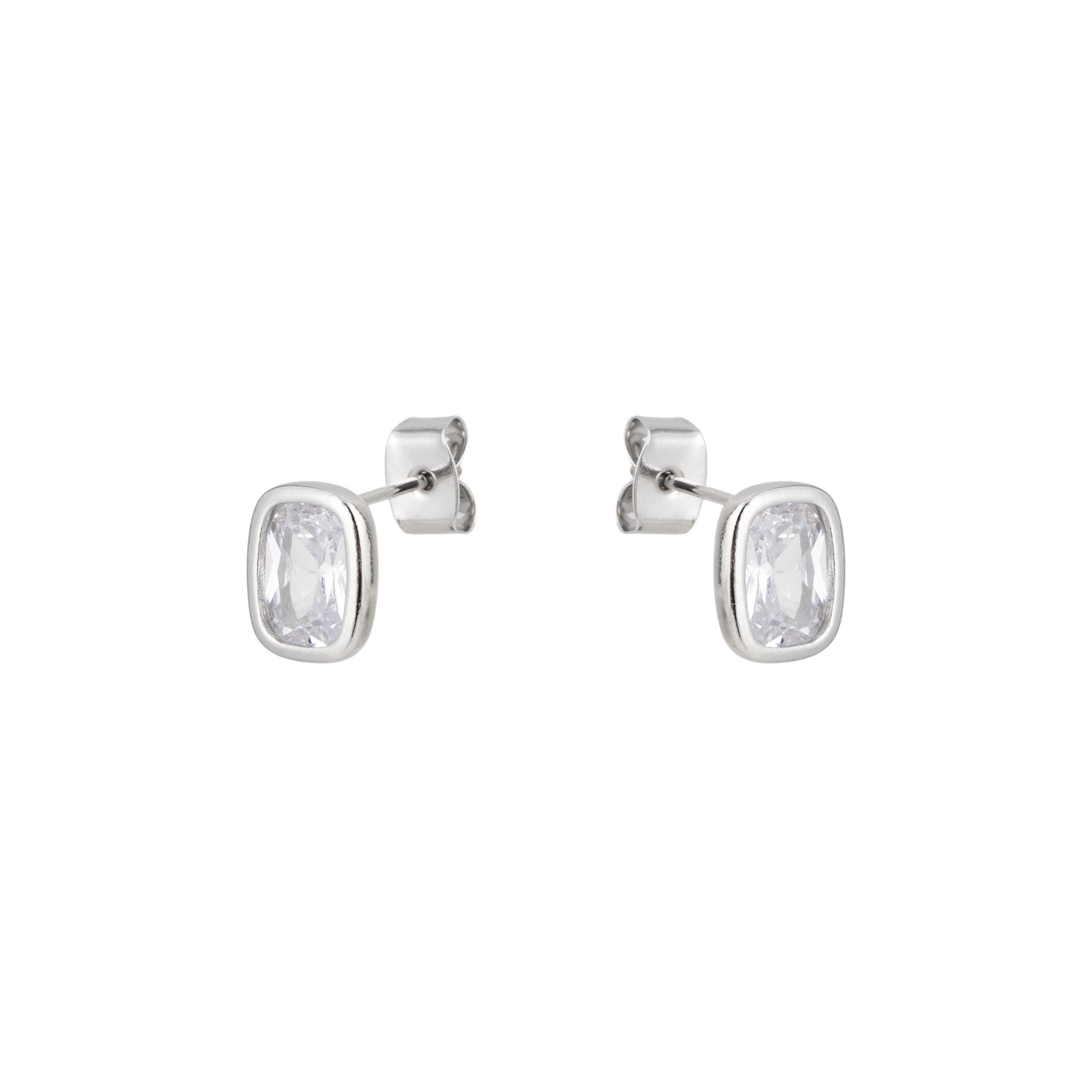 Silvery poussettes with a square crystal