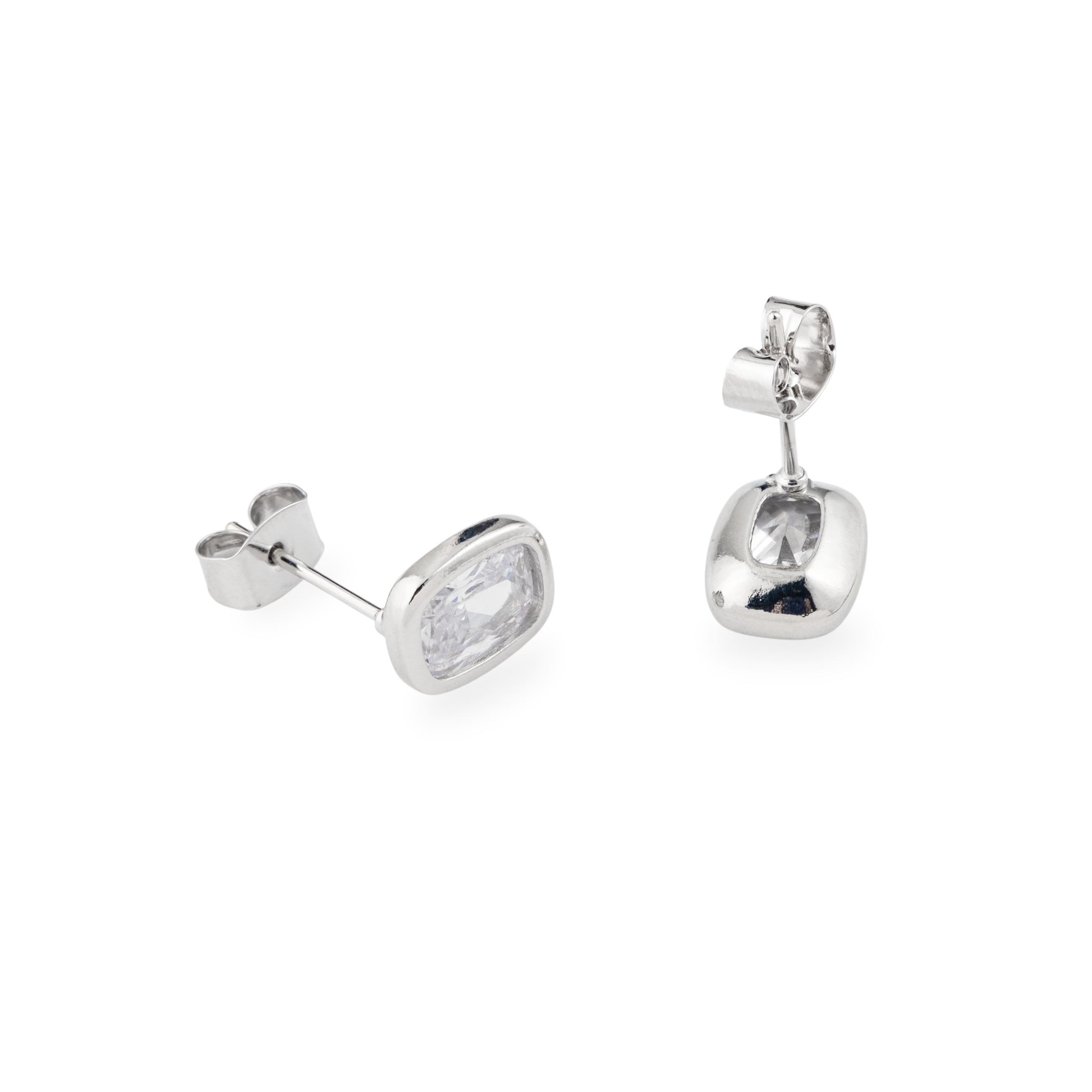 Silvery poussettes with a square crystal