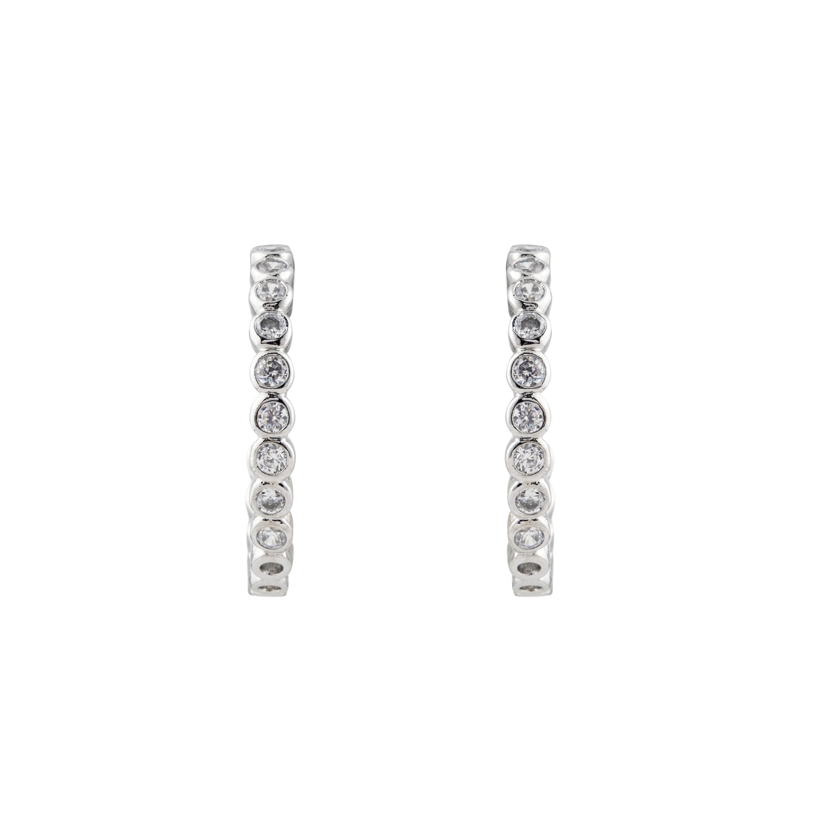 Silver hoop earrings made of round crystals