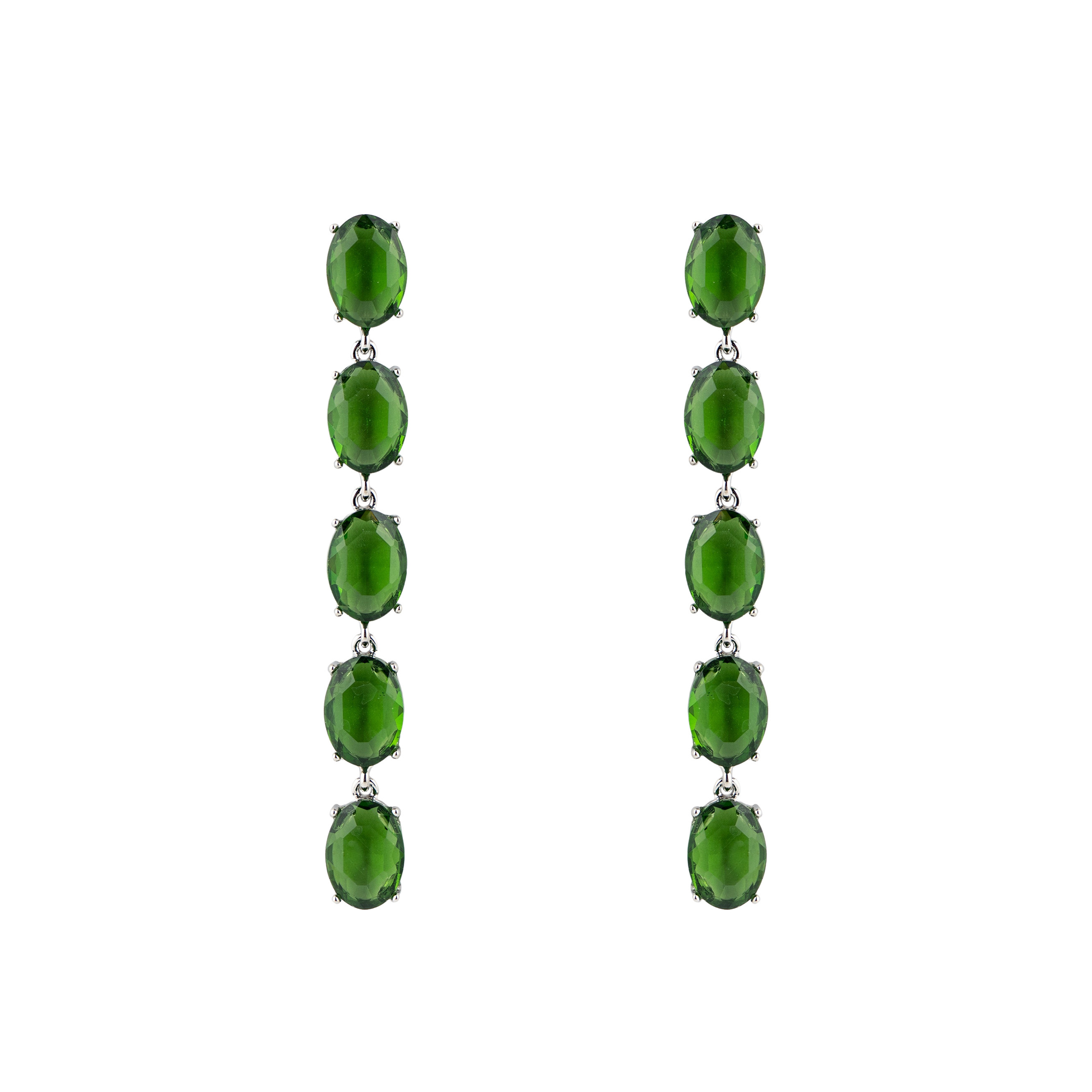 earrings with green crystals