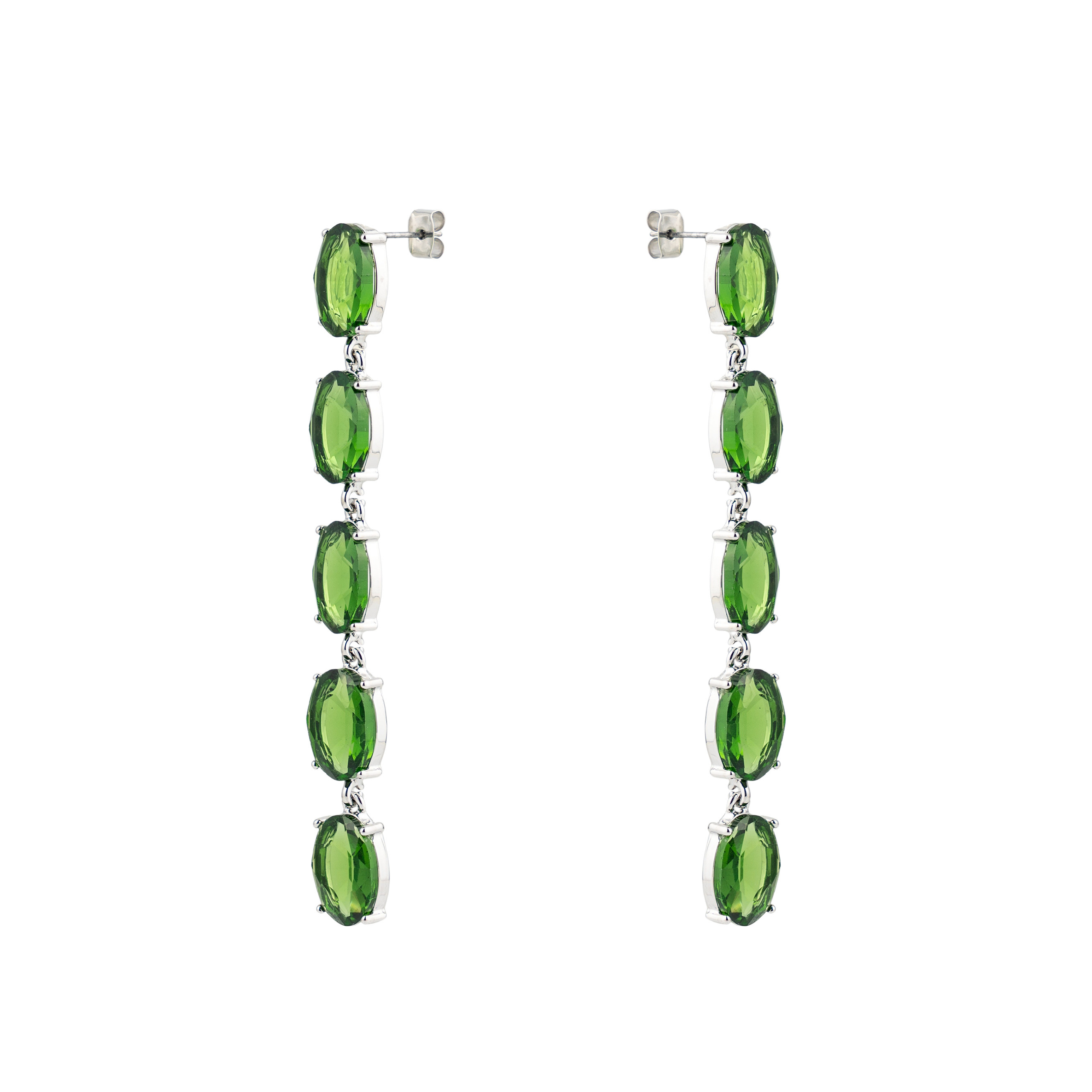 earrings with green crystals