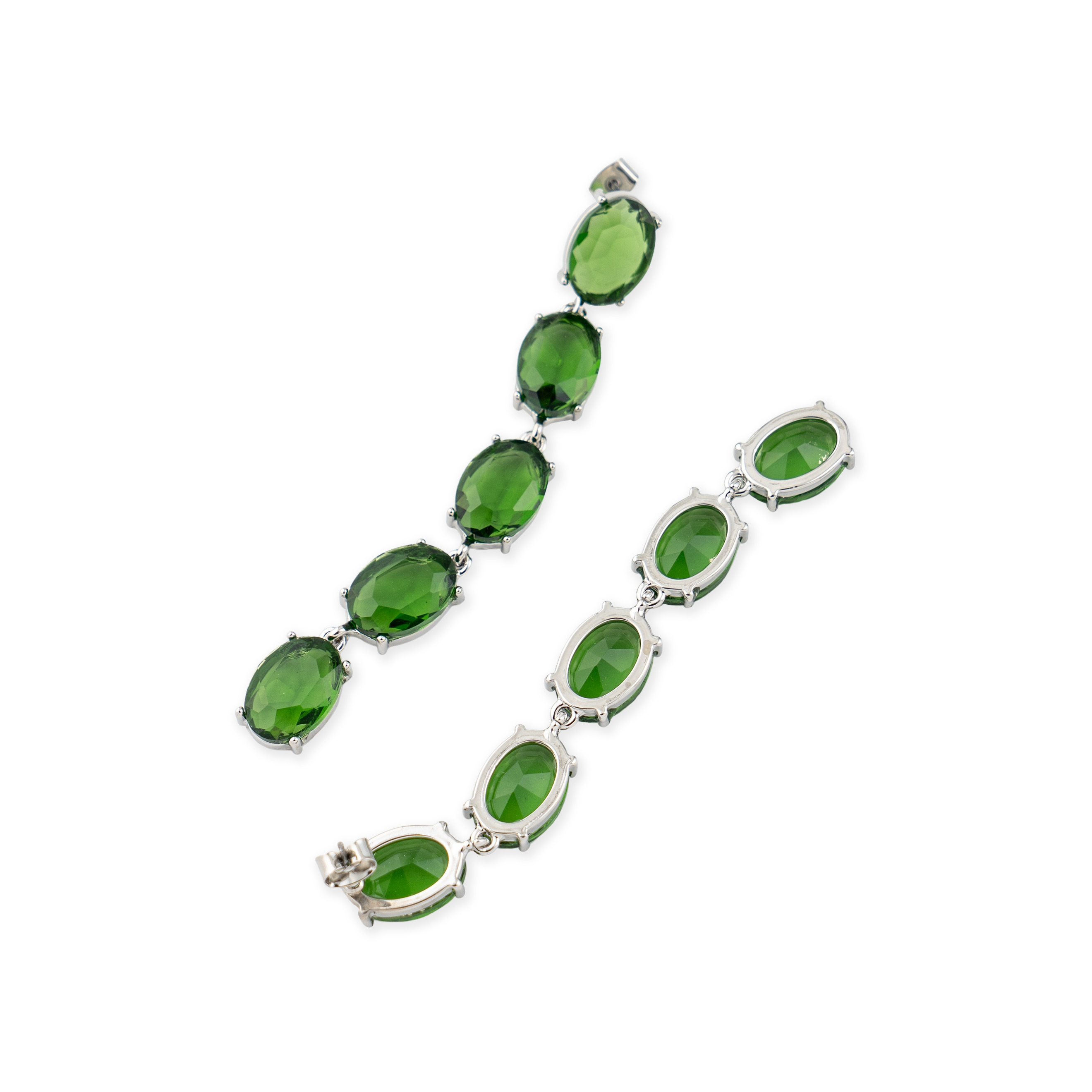 earrings with green crystals