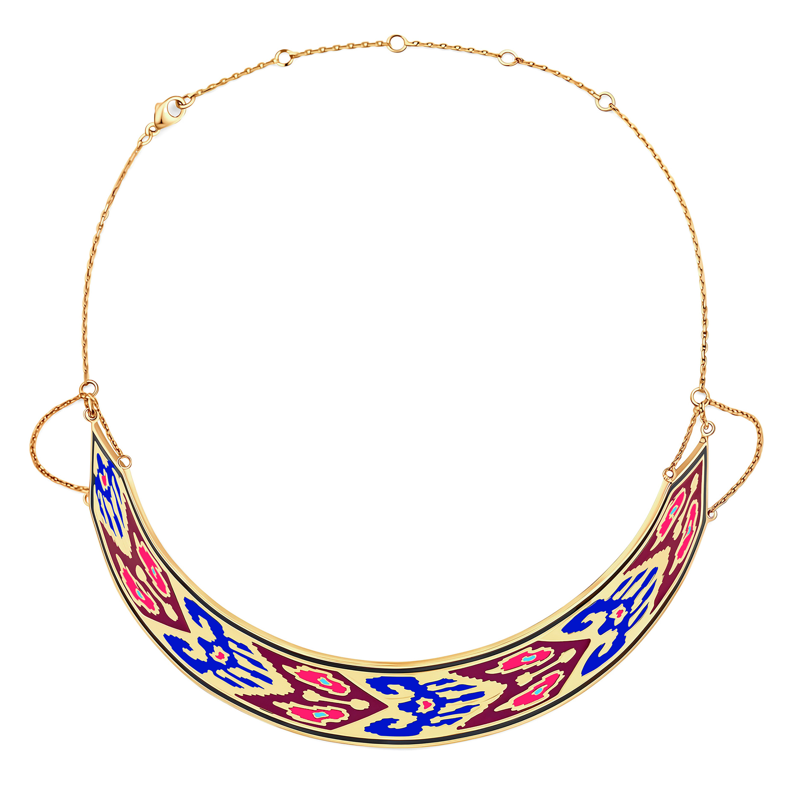 Жесткие чокеры LUTA Jewelry Серебряный чокер Марокко с позолотой в розовой и синей эмали