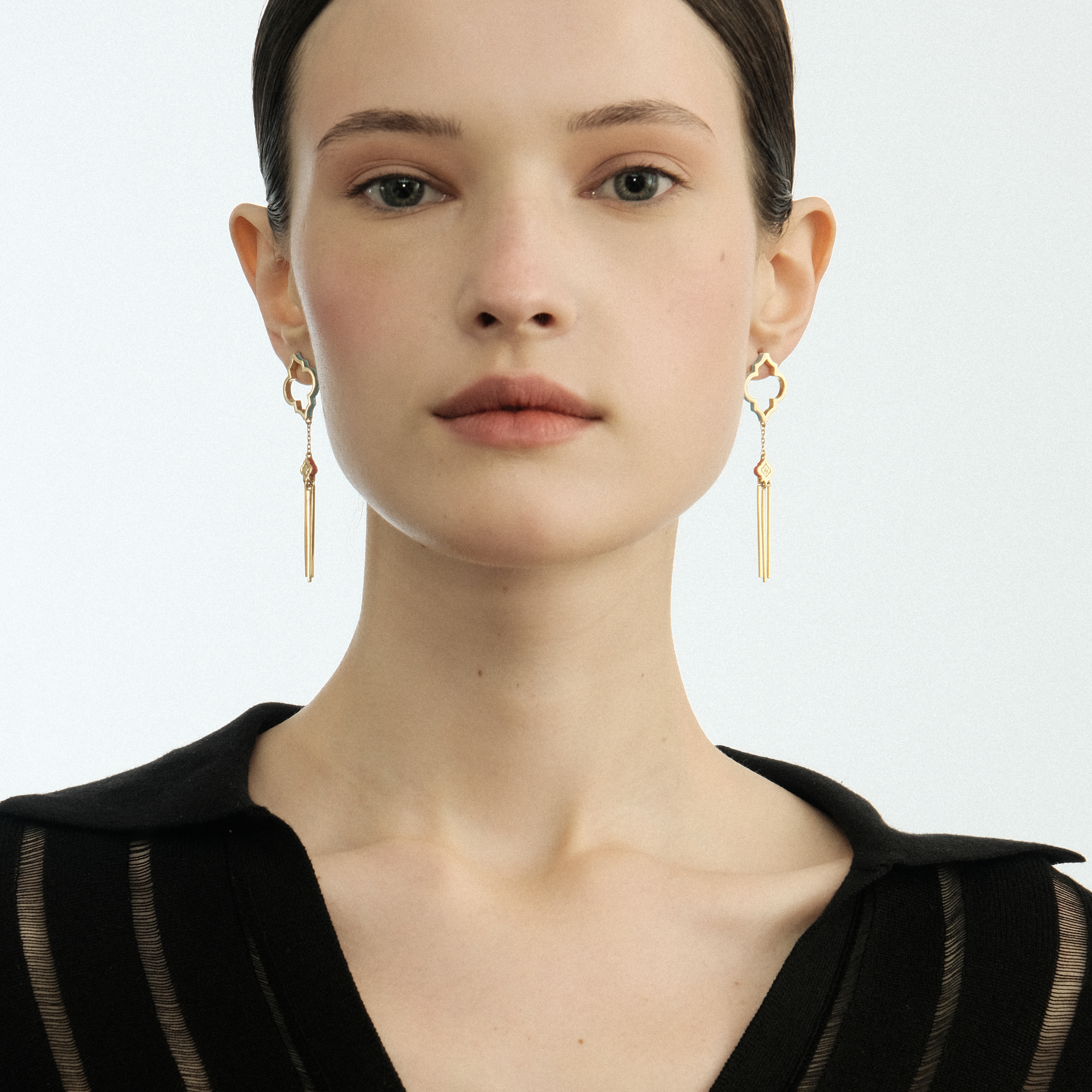 Длинные серьги LUTA Jewelry Серебряные позолоченные серьги Марокко