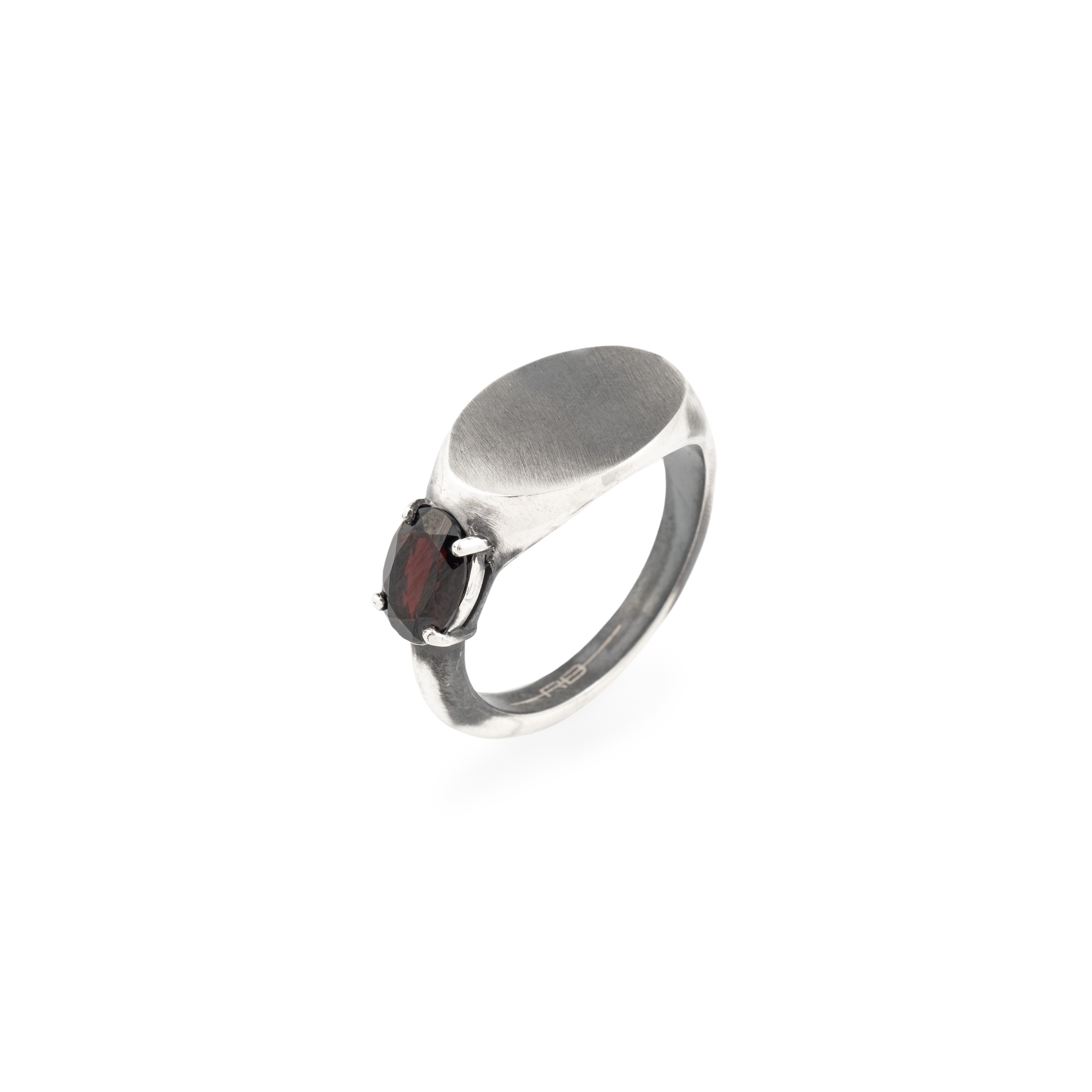 Кольцо-печатка из серебра ECHO 2 GARNET RING