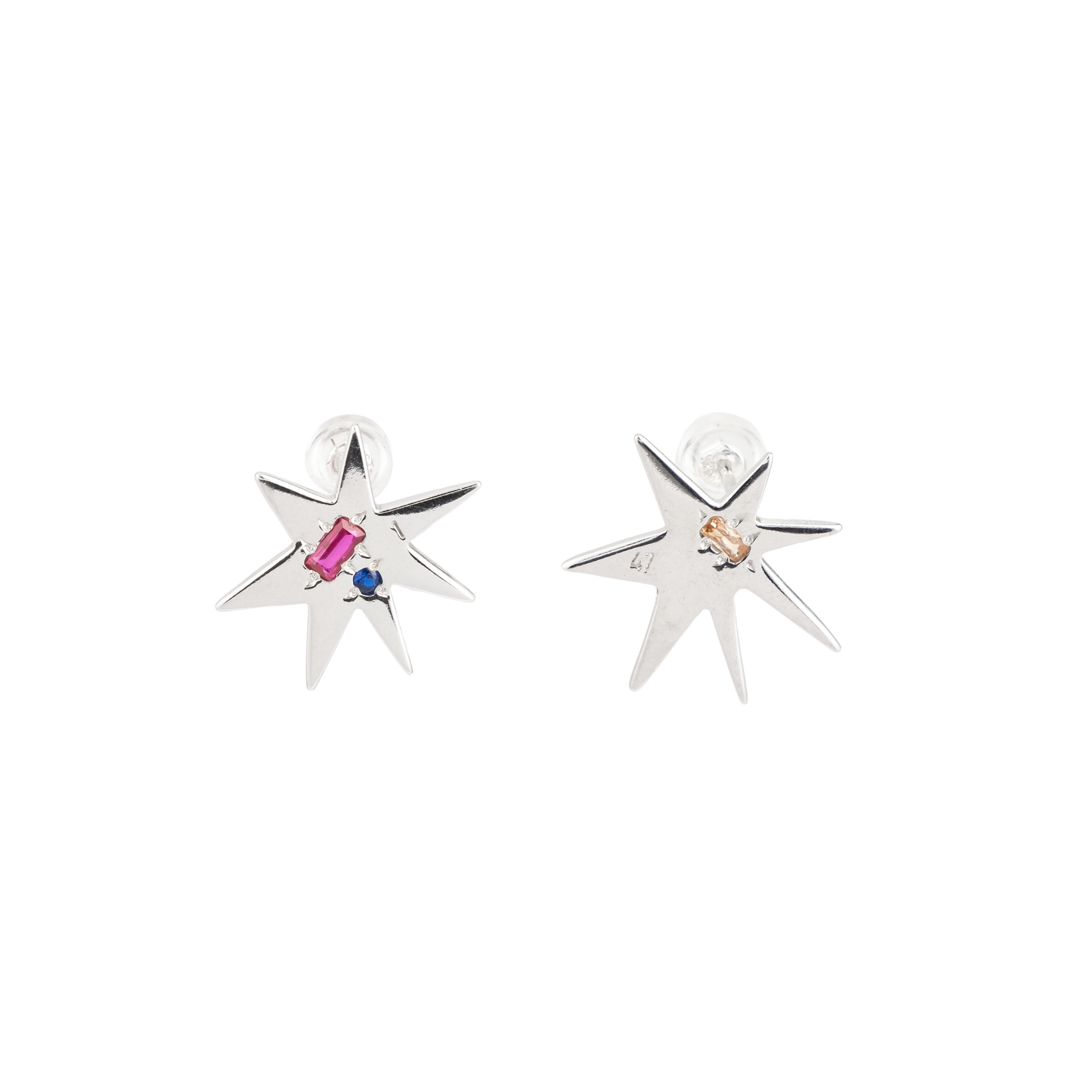 Star earrings made of white brass