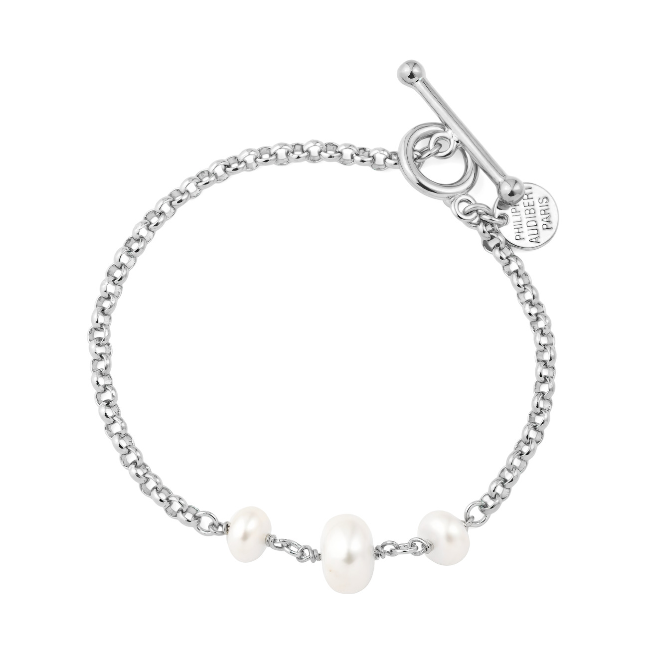 Philippe Audibert Браслет Pia pearl chain с серебряным покрытием alexander mcqueen золотистый браслет с жемчужинами chain pearl bracelet