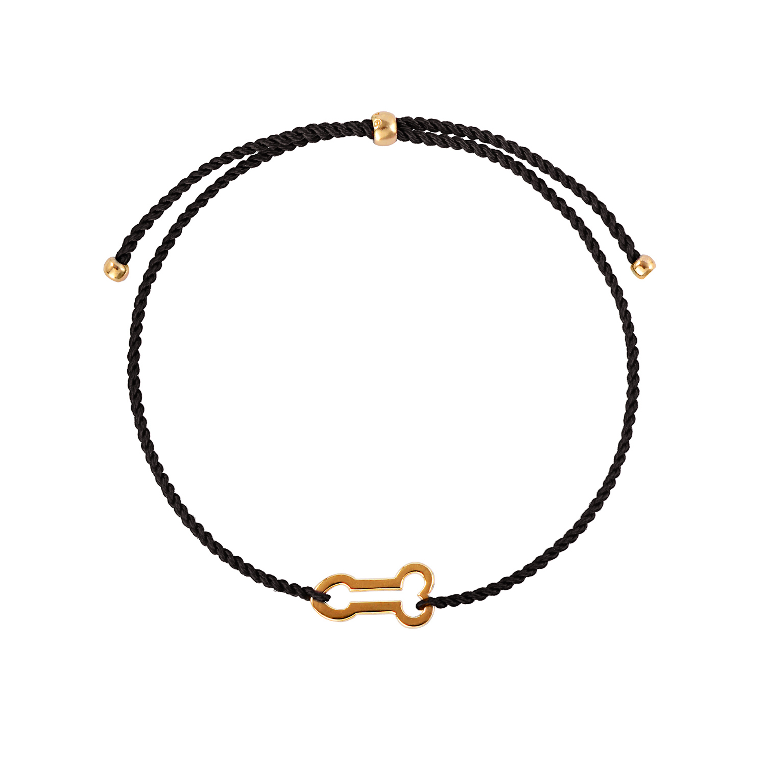 Bone bracelet with gilding on black thread
