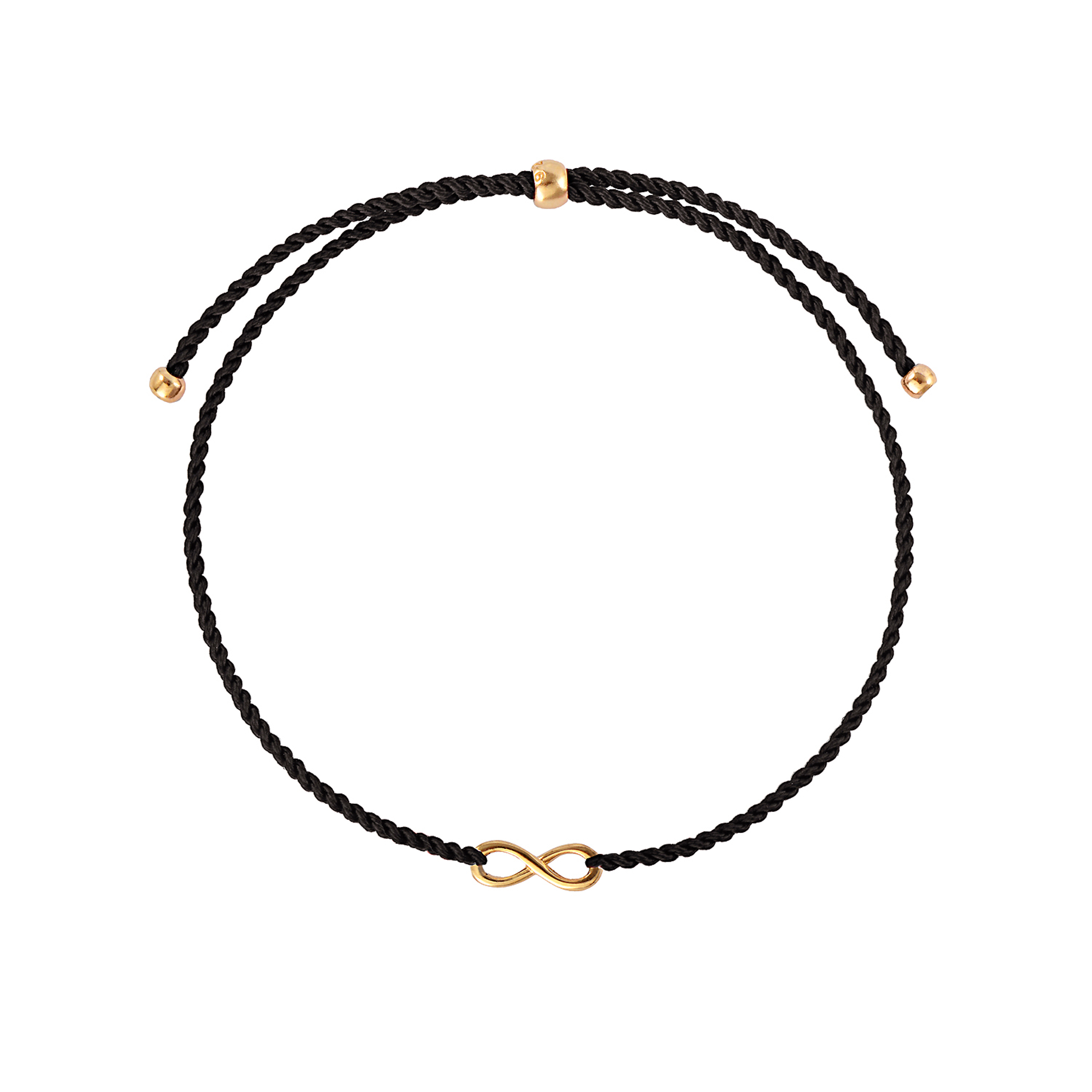 Infinity bracelet with gilding on black thread