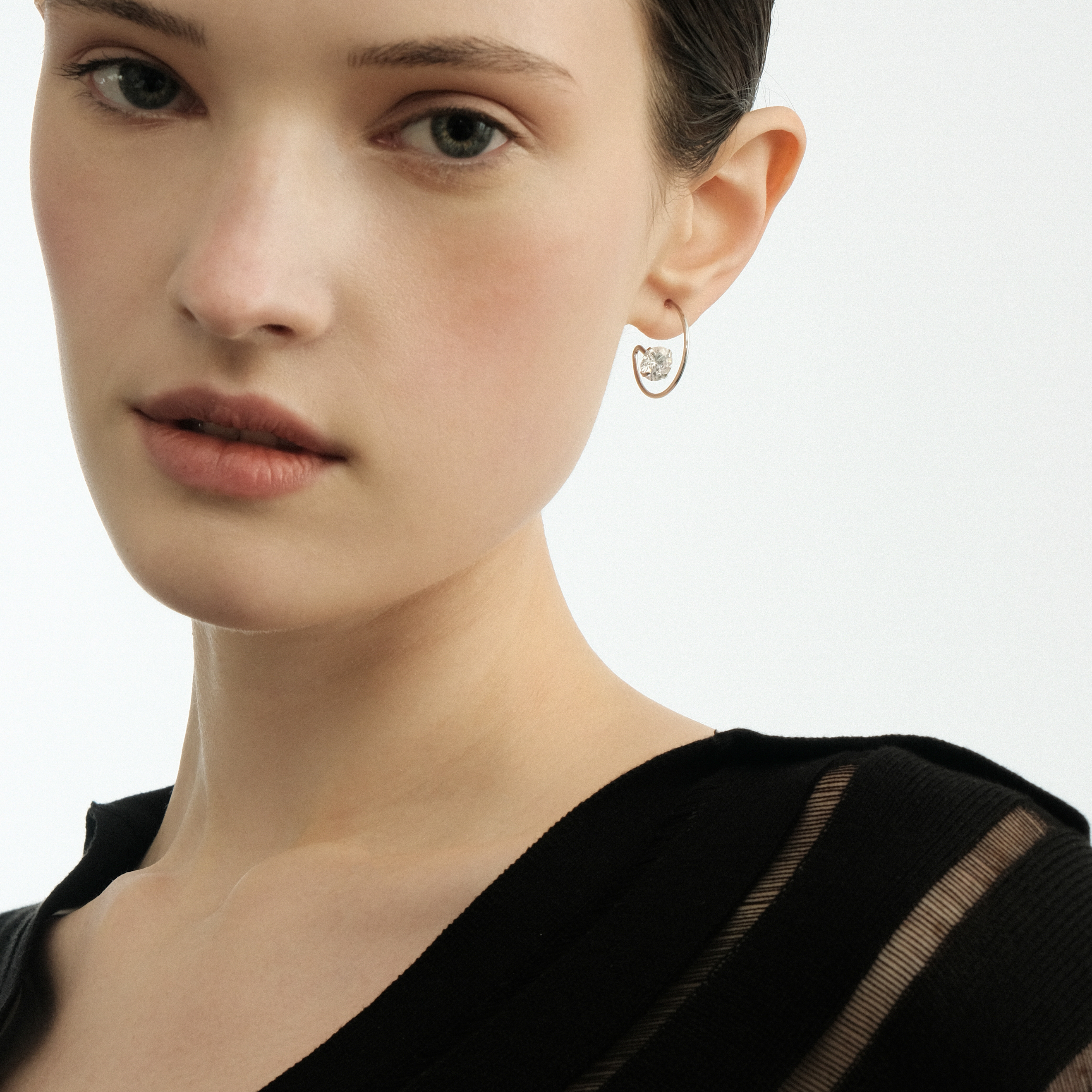 Silver Hoop earrings with crystal