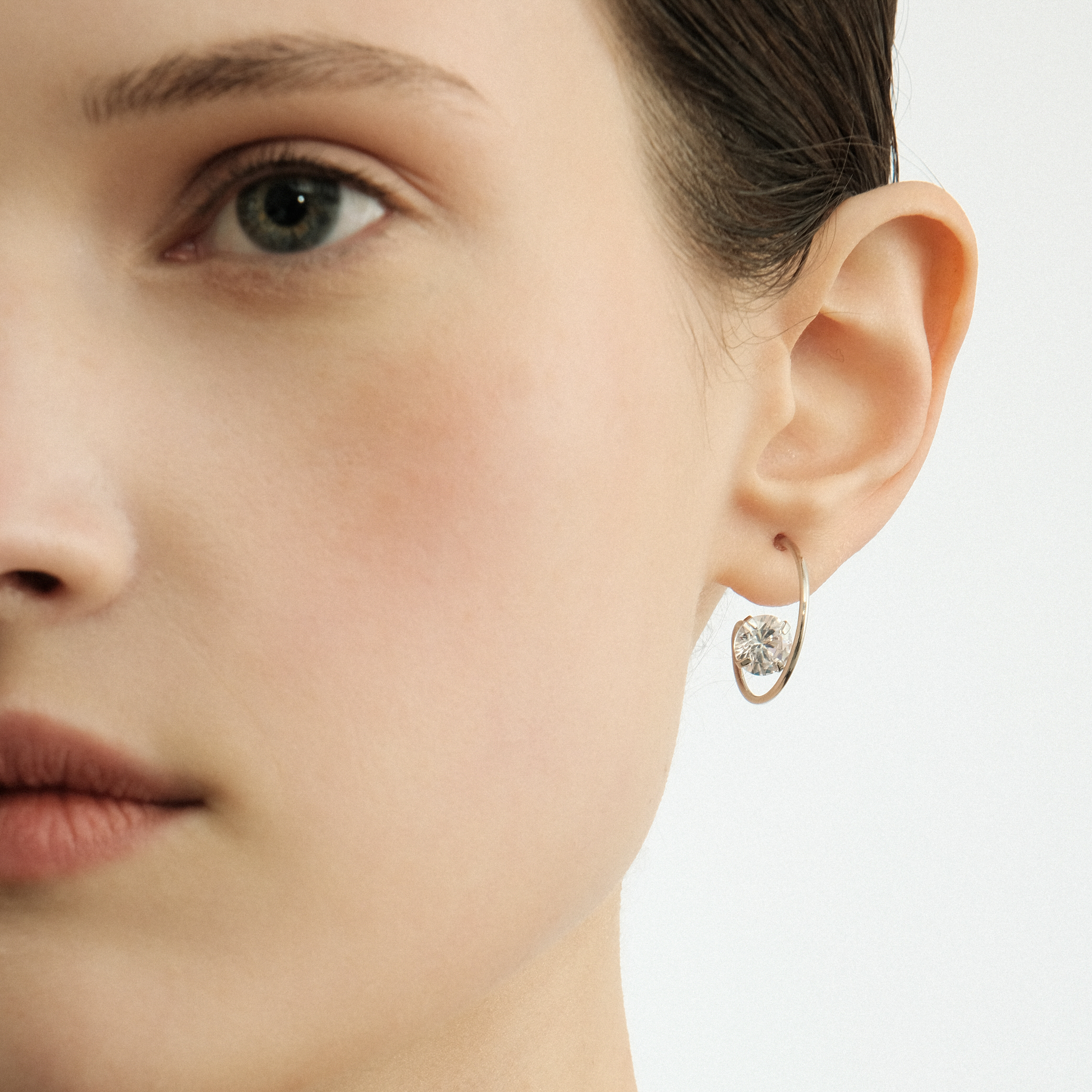 Silver Hoop earrings with crystal