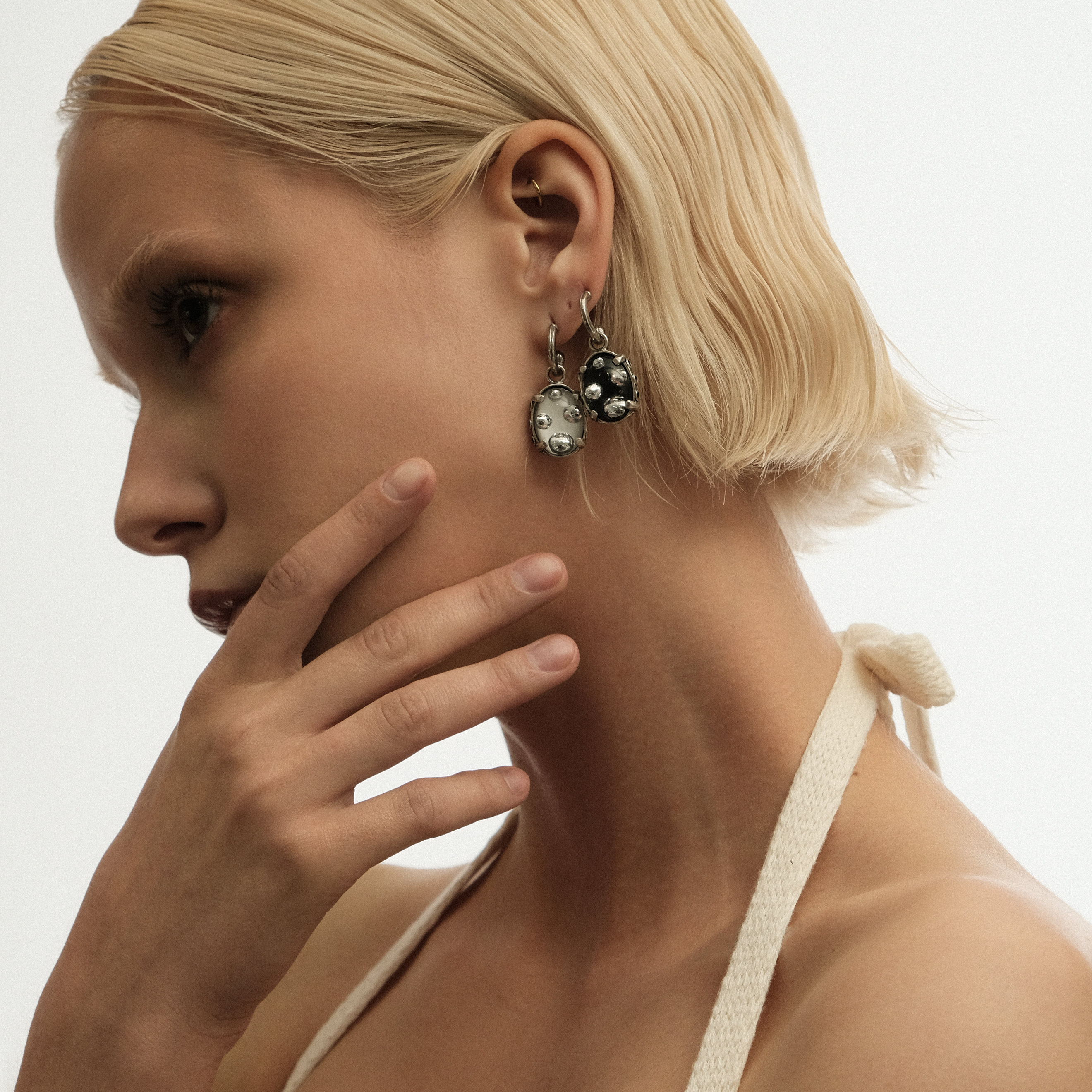 Small earrings with light stained glass