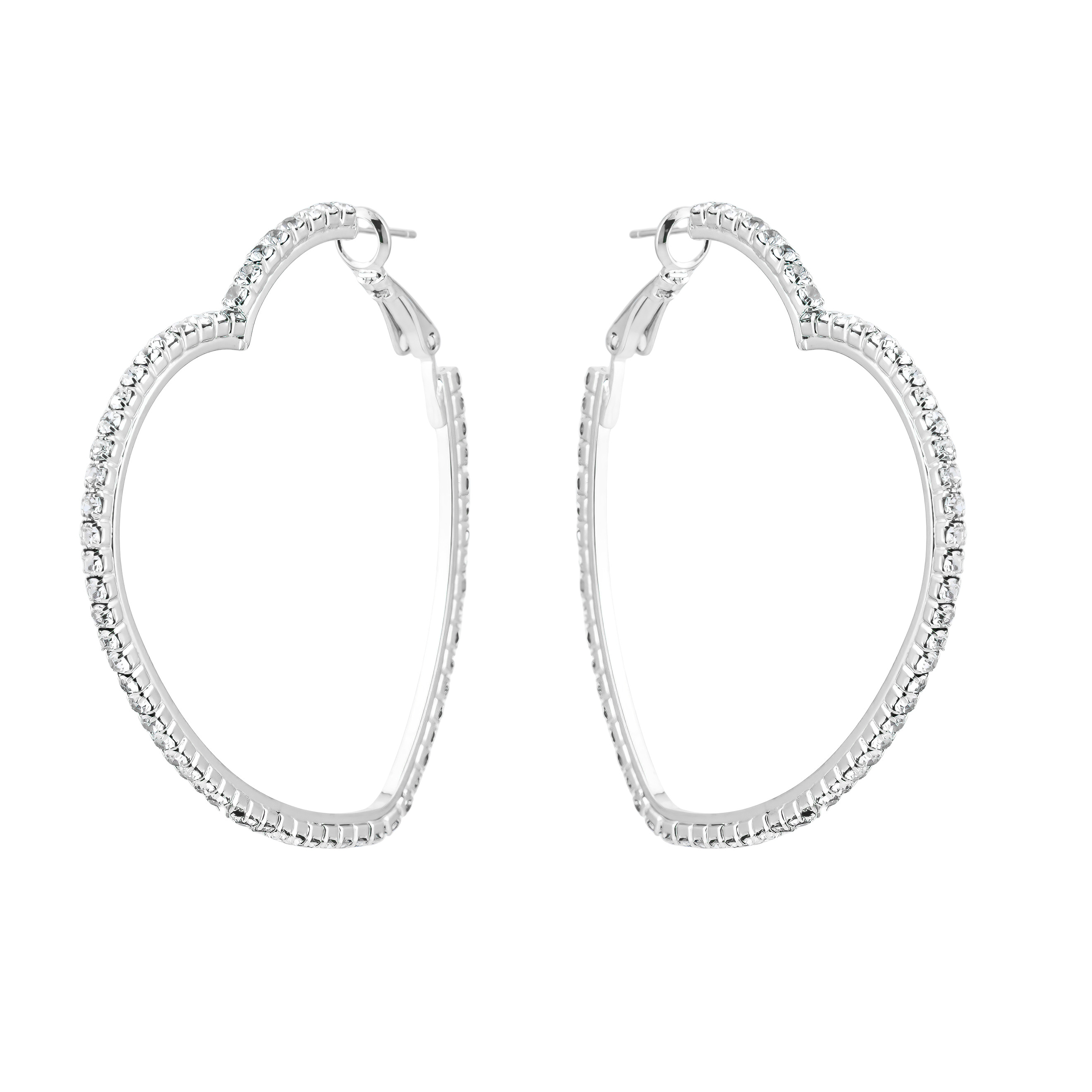 Silver Hoop Earrings with heart shape