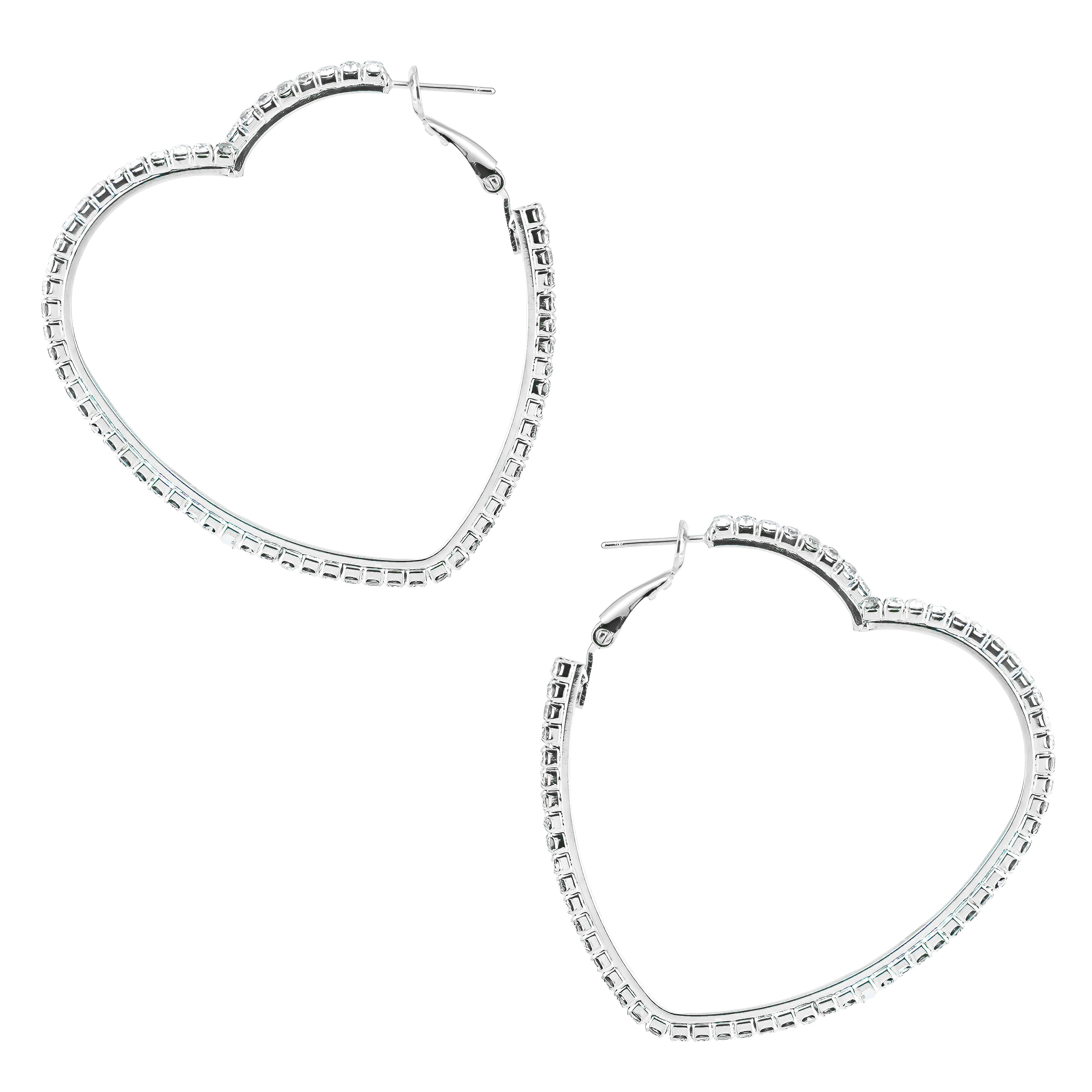Silver Hoop Earrings with heart shape