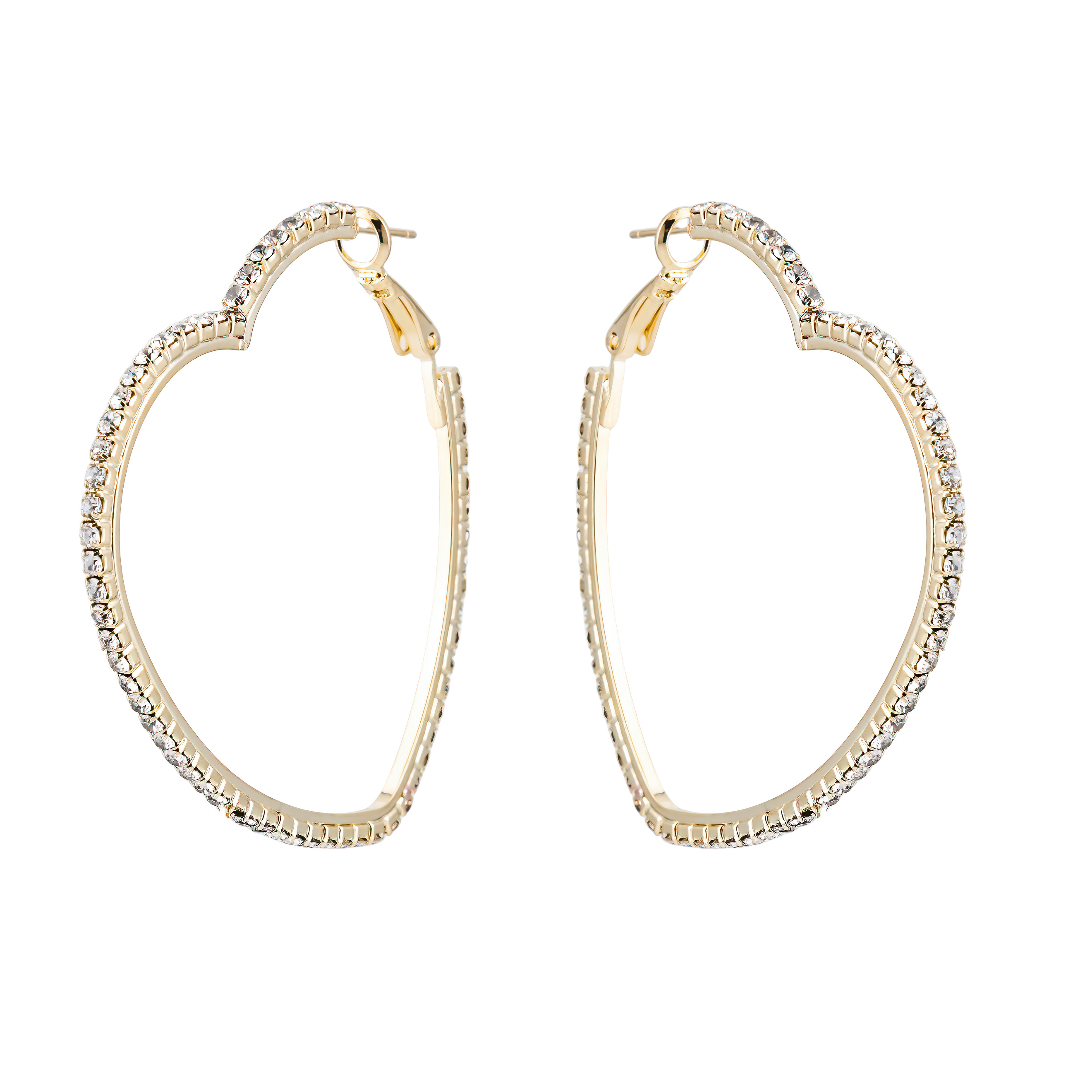 Golden Hoop Earrings with heart Shape