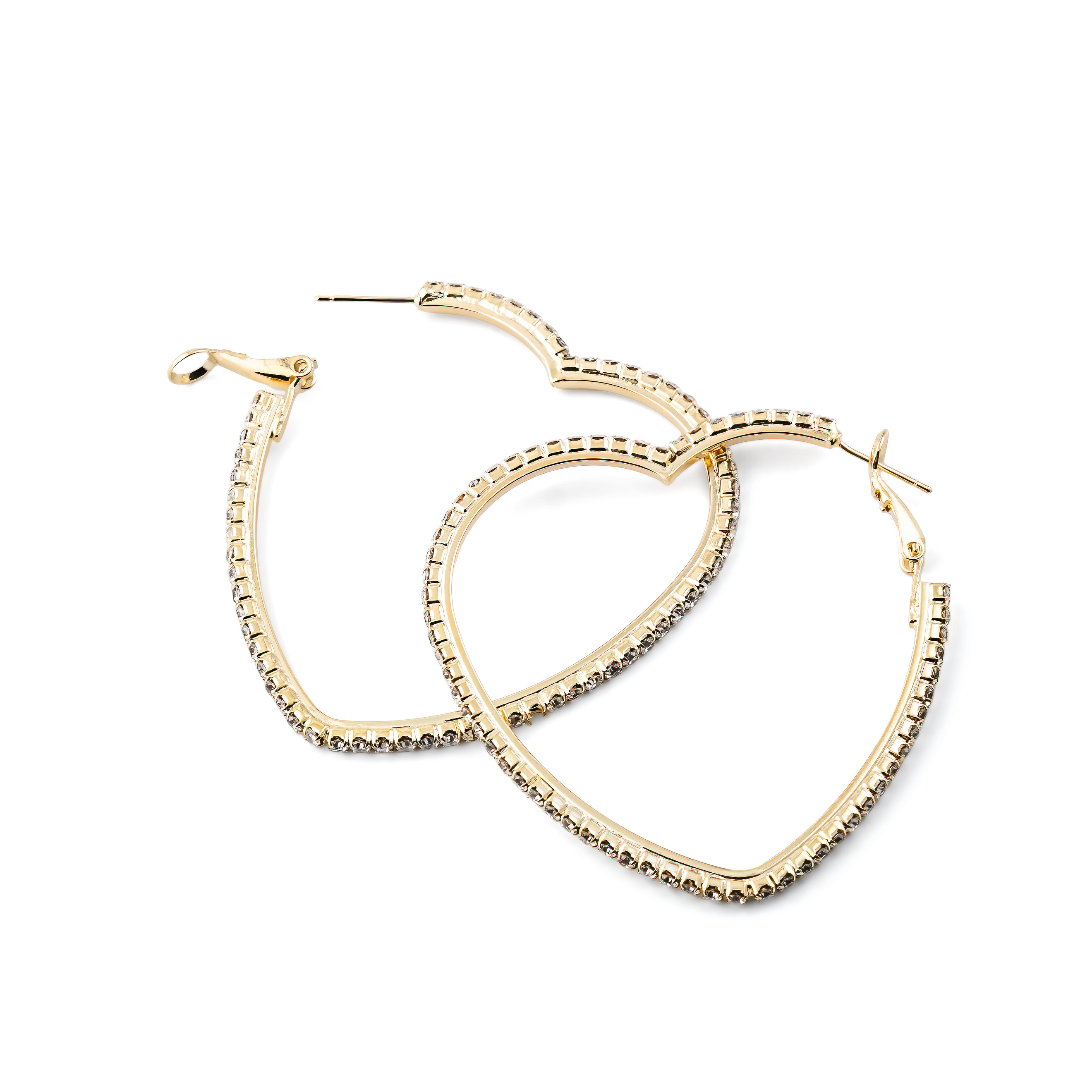 Golden Hoop Earrings with heart Shape