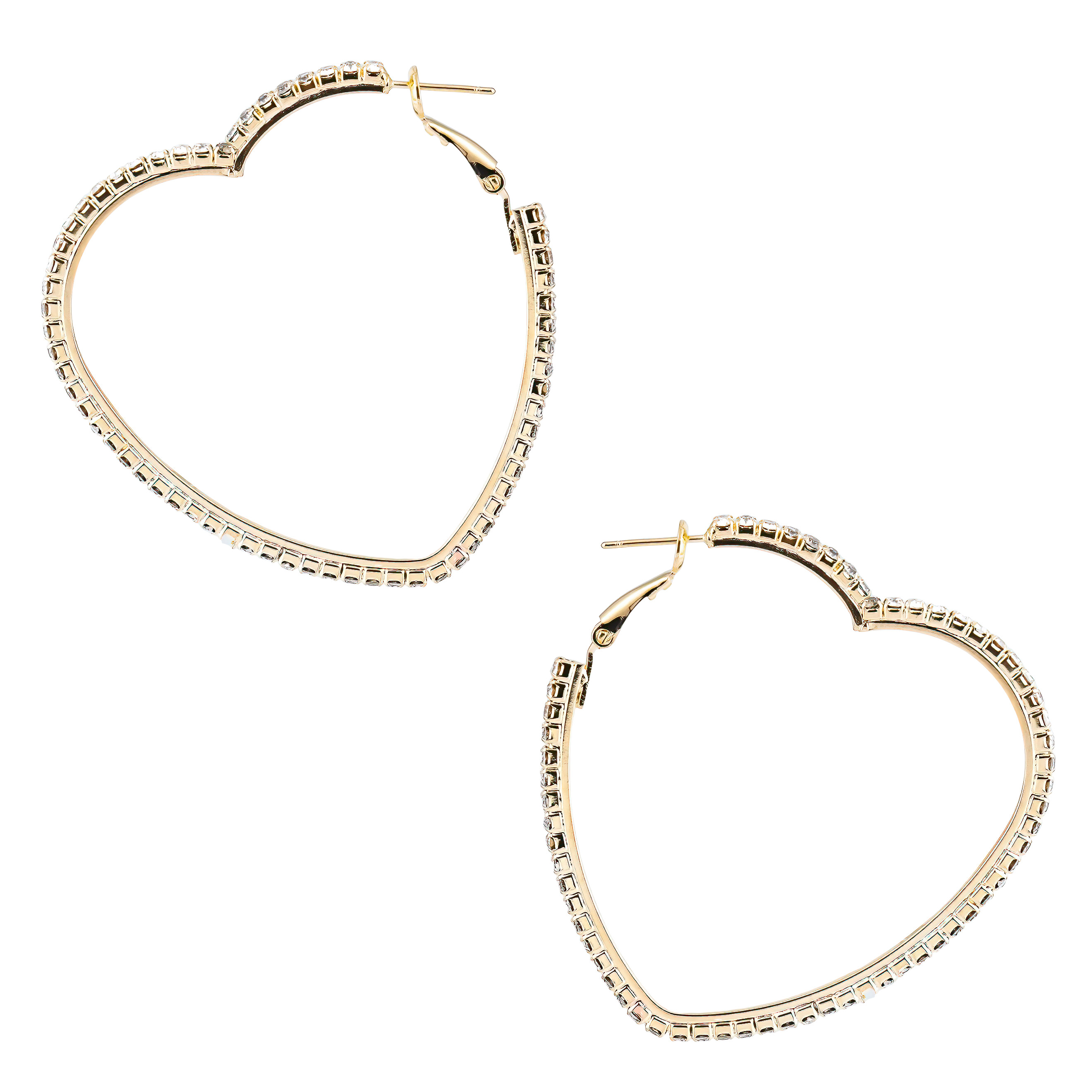 Golden Hoop Earrings with heart Shape