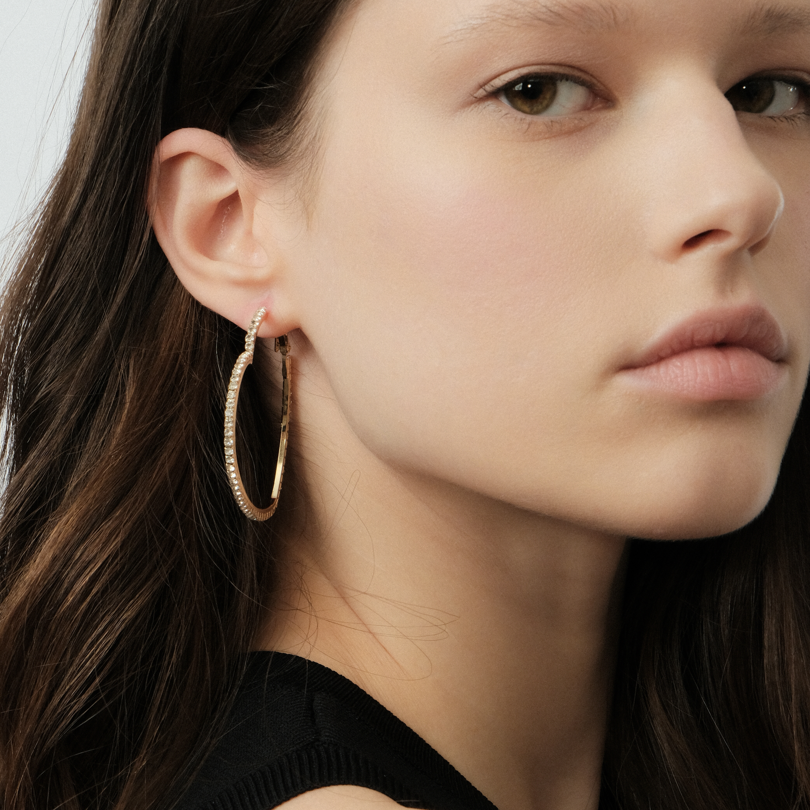 Golden Hoop Earrings with heart Shape