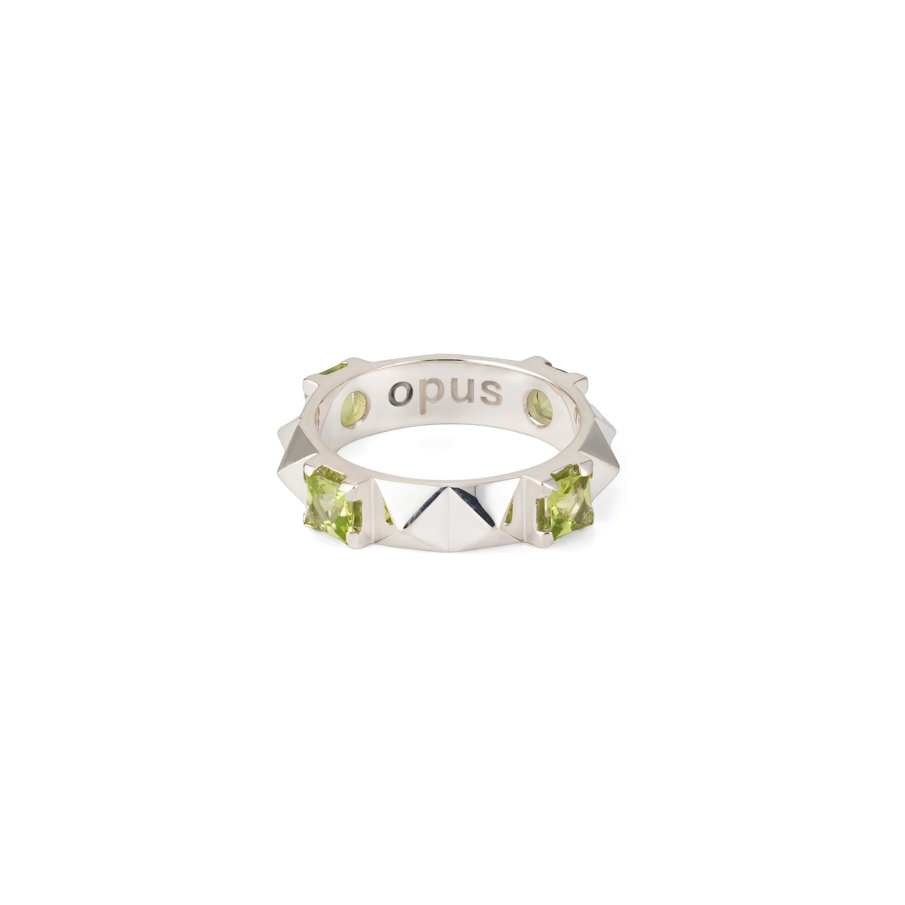 Opus Jewelry Граненое кольцо из серебра с хризолитами Game Ring opus jewelry моносерьга из серебра net cross earring с хризолитом