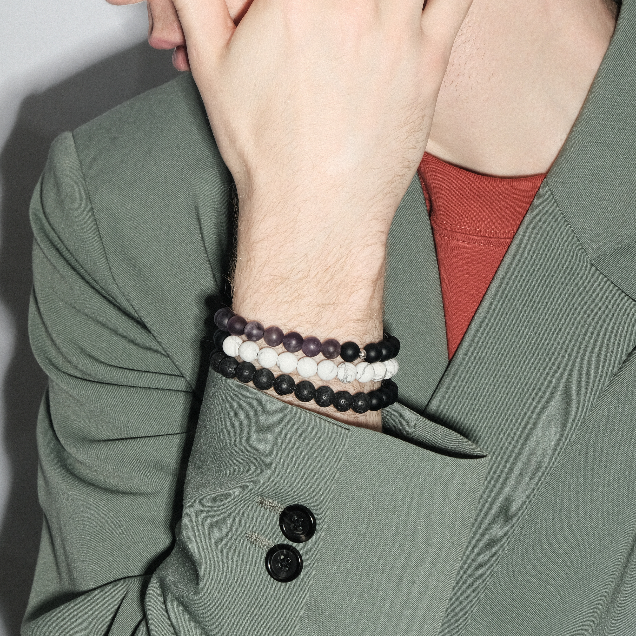 Bracelet made of agate and volcanic stone Ø8mm