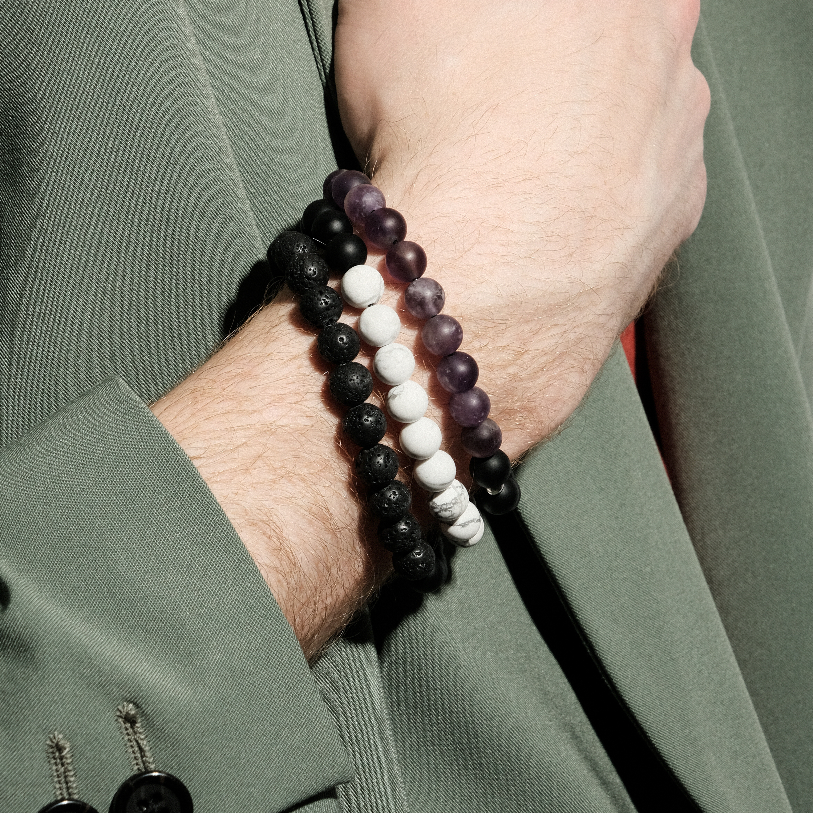 Bracelet made of agate and volcanic stone Ø8mm