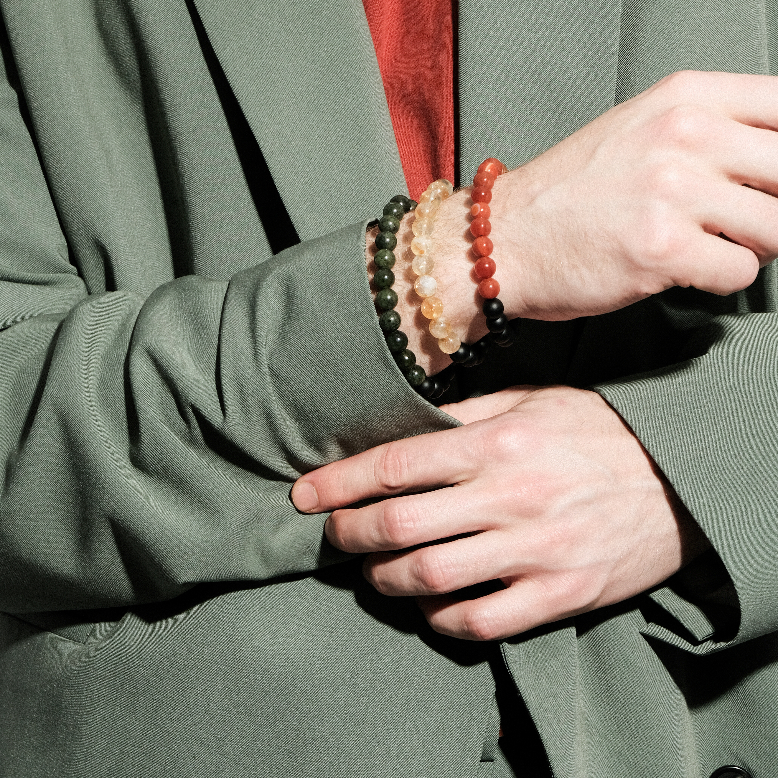 Agate and jade Ø8mm bracelet