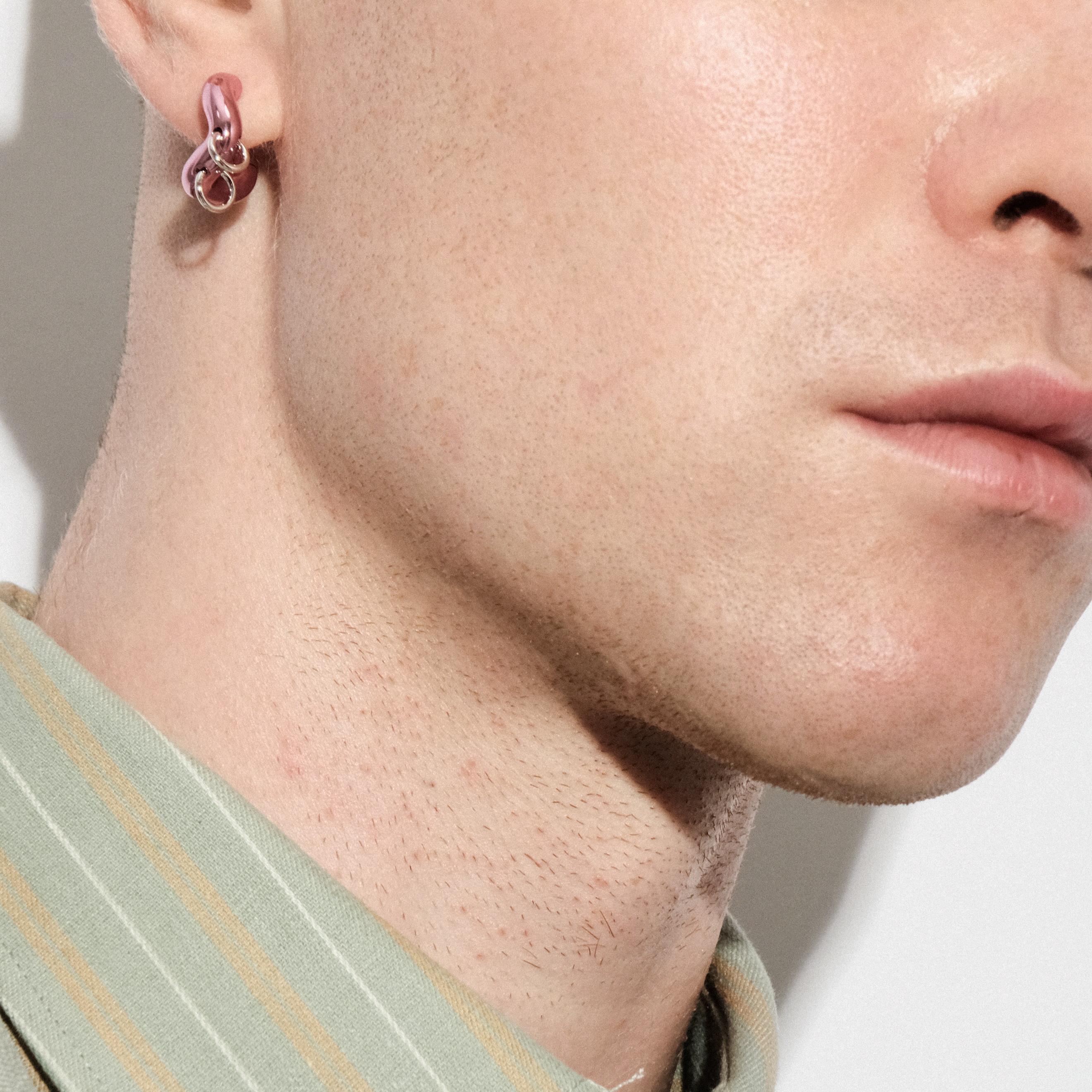 Pink earrings with silver rings