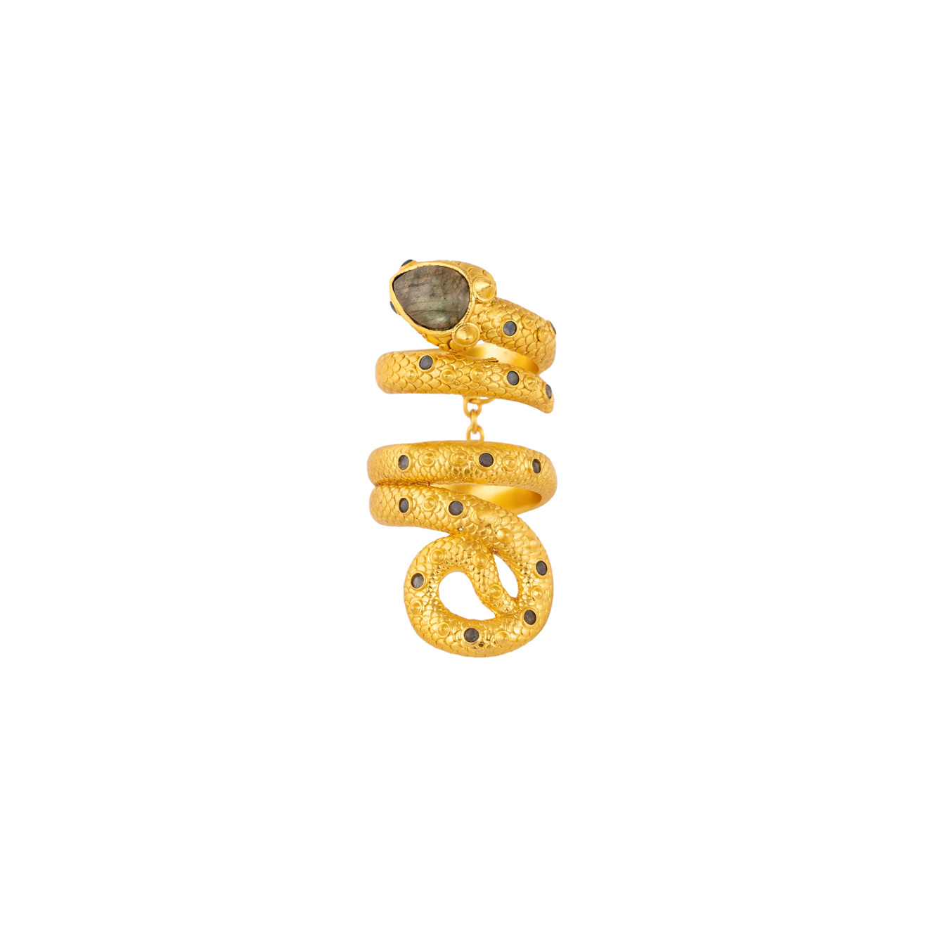 Boheme Покрытое золотом двойное кольцо DRAGON XANADU LONG с лабрадором кольцо serebromag из серебра с лабрадором