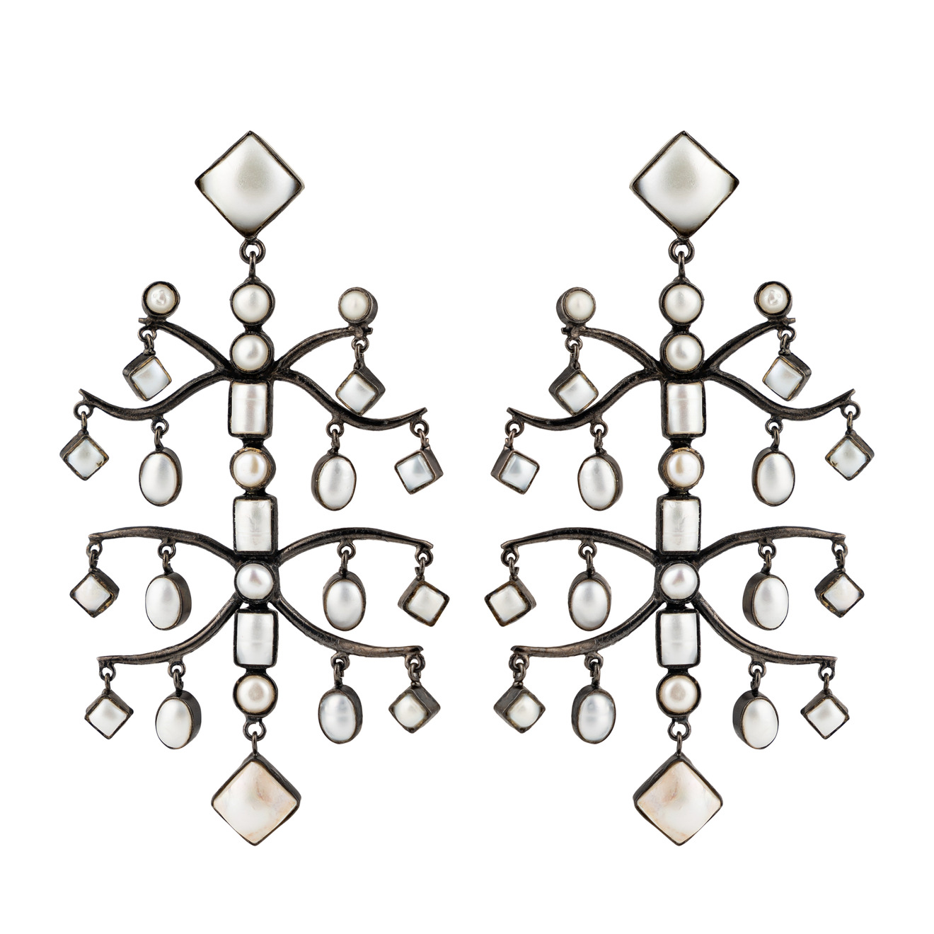 Boheme Черненые серьги CHANDELIER с жемчугом kiparis square line 11 pattern chandelier modern chandelier 30 cm