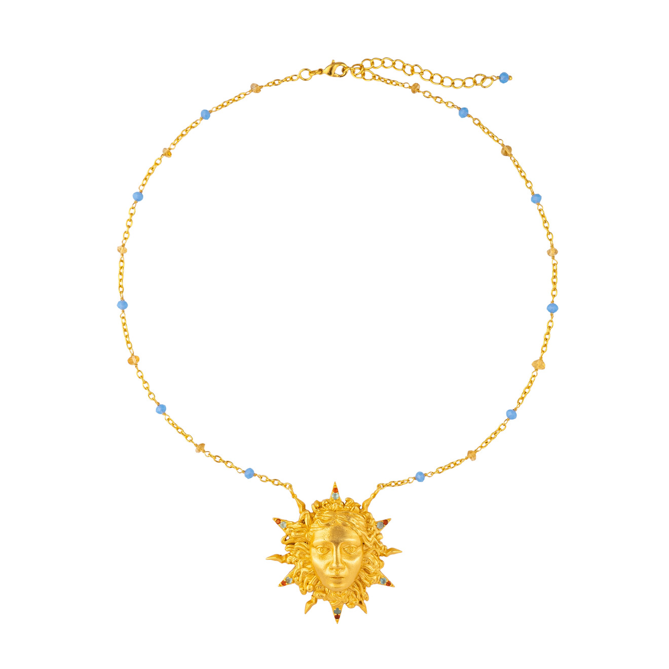 Boheme Покрытое золотом колье VERSAILLES с синим ониксом и цитрином