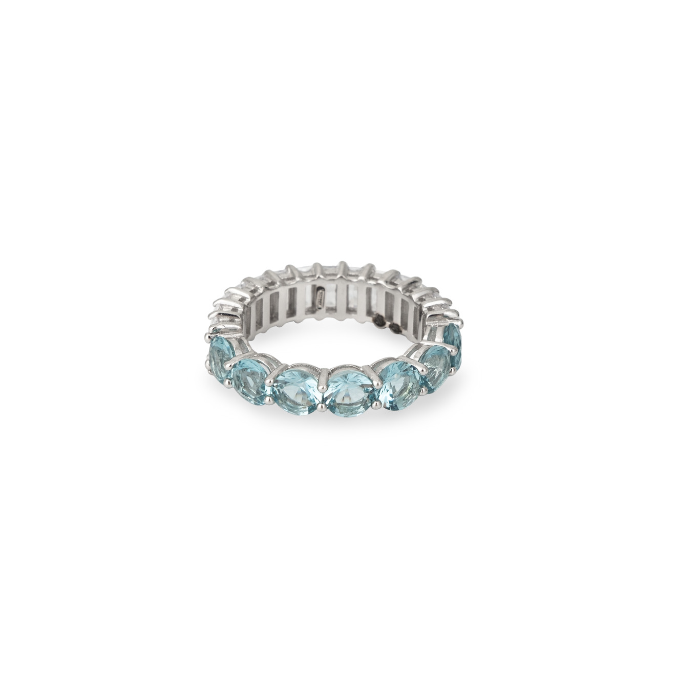 Holy Silver Кольцо-дорожка из серебра с голубыми и белыми кристаллами разной формы holy silver серебряные серьги пусеты с зеленым квадратным и белыми кристаллами