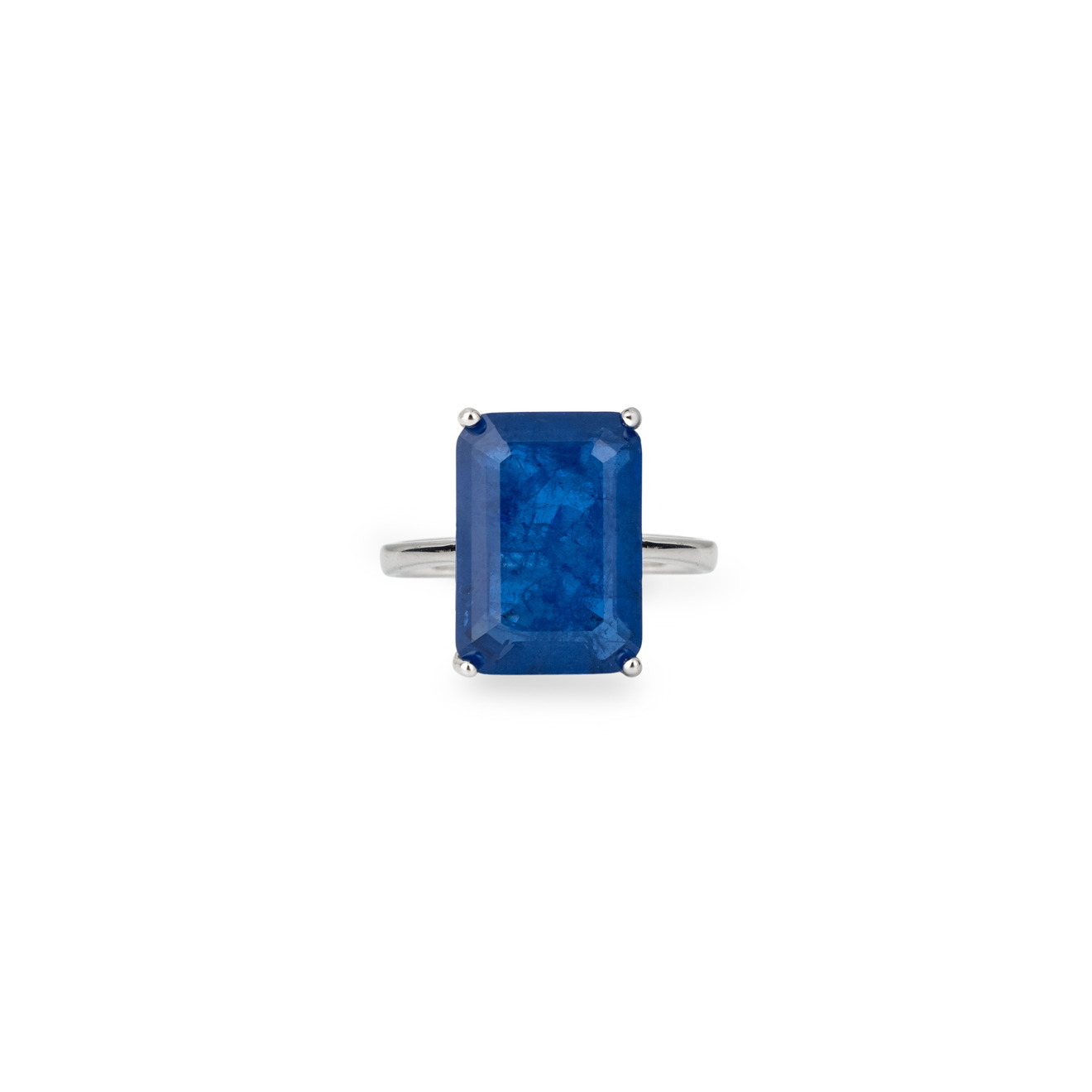 Holy Silver Серебряное кольцо с крупным синим прямоугольным кристаллом