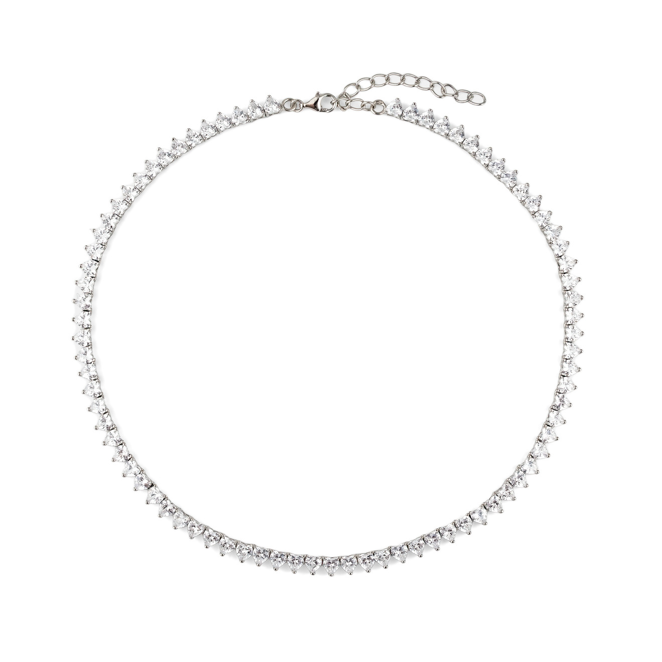 Holy Silver Колье из серебра с кристаллами в форме сердец holy silver крупная позолоченная цепь из серебра с белыми кристаллами