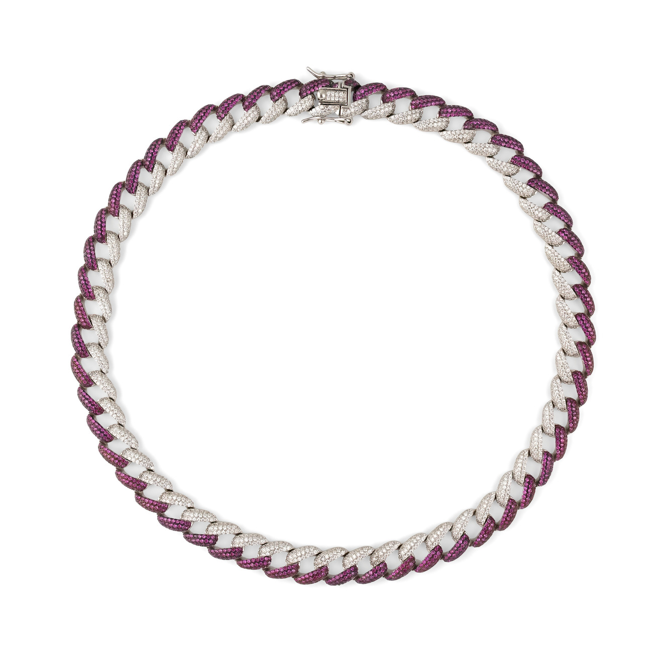 Holy Silver Колье-цепь из серебра с белыми и розовыми кристаллами