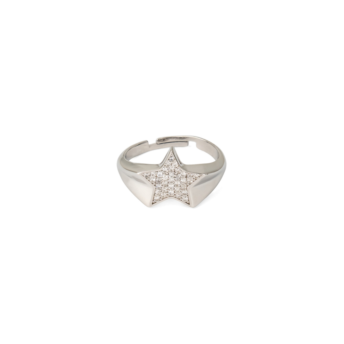 SKYE Серебряное кольцо со звездой из белых кристаллов skye открытое серебряное кольцо с тремя звездами