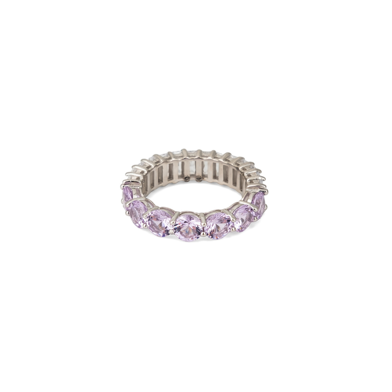 Holy Silver Кольцо-дорожка из розовых и белых кристаллов разной формы цена и фото