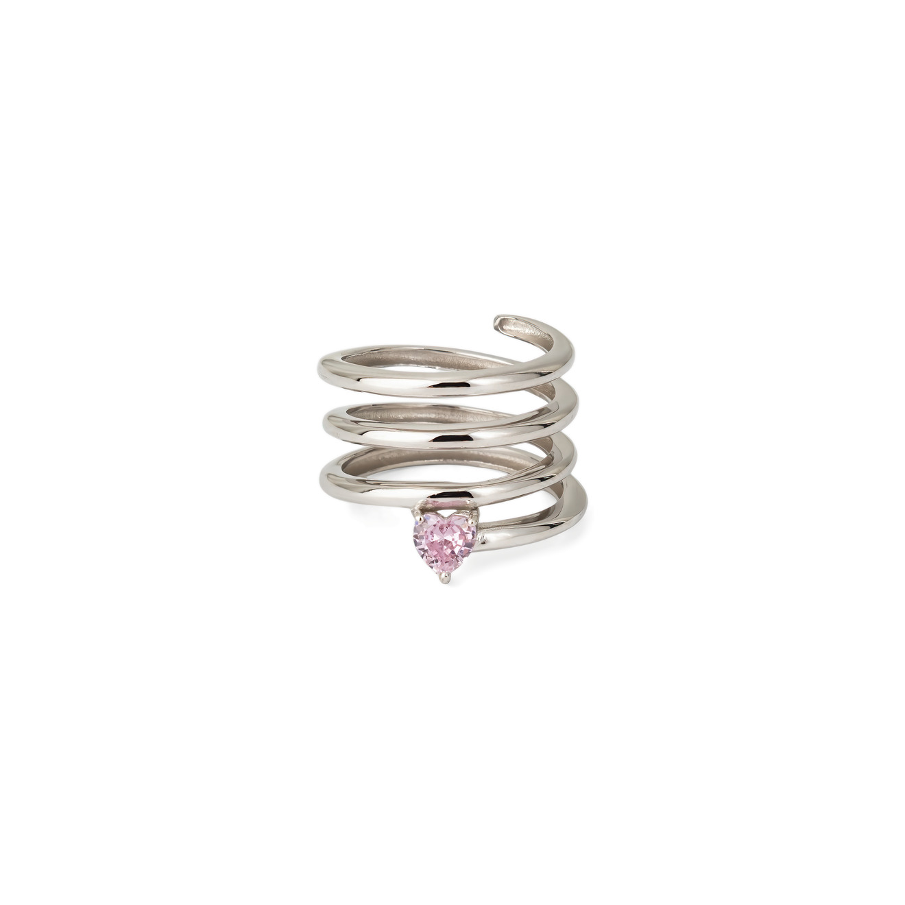 skye кольцо спираль из серебра покрытое розовым золотом SKYE Серебряное кольцо-пружина с розовым кристаллом