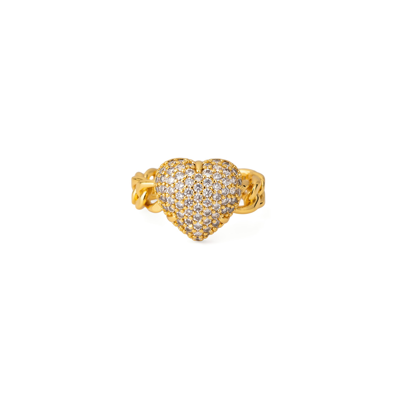 Herald Percy Золотистое кольцо-сердце с россыпью кристаллов