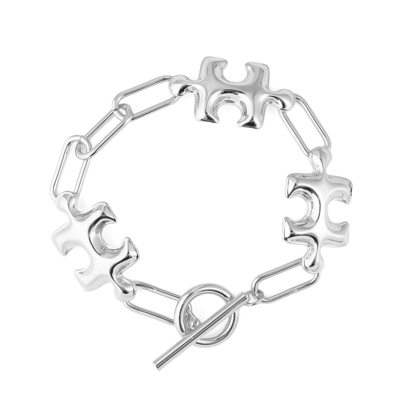 Aqua Серебристый браслет с дутыми пазлами aqua серебристый браслет с игральными костями и шариками