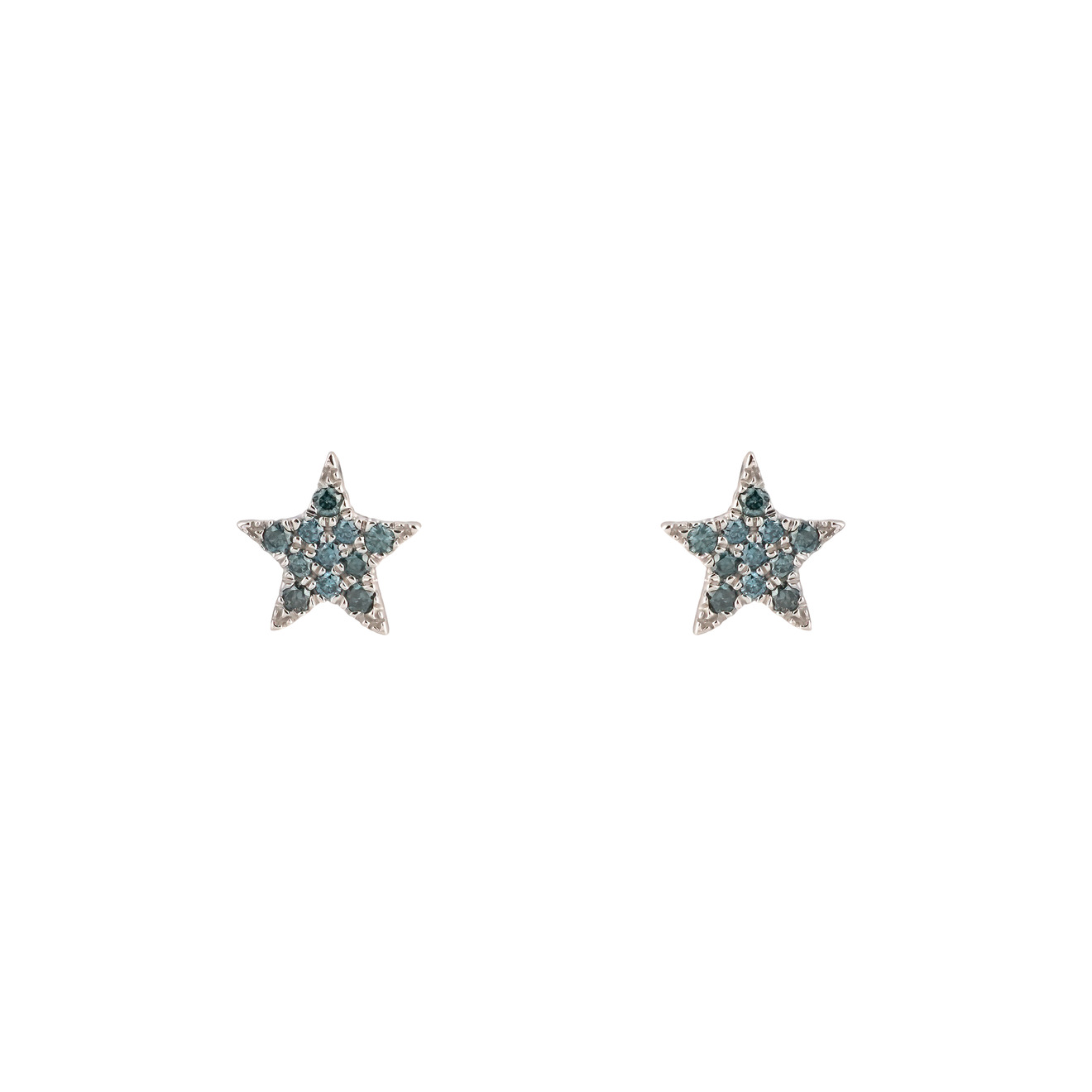 35 02 серьги звезды из белого золота с бриллианами 35.02 Пусеты звезды из белого золота с голубыми бриллиантами