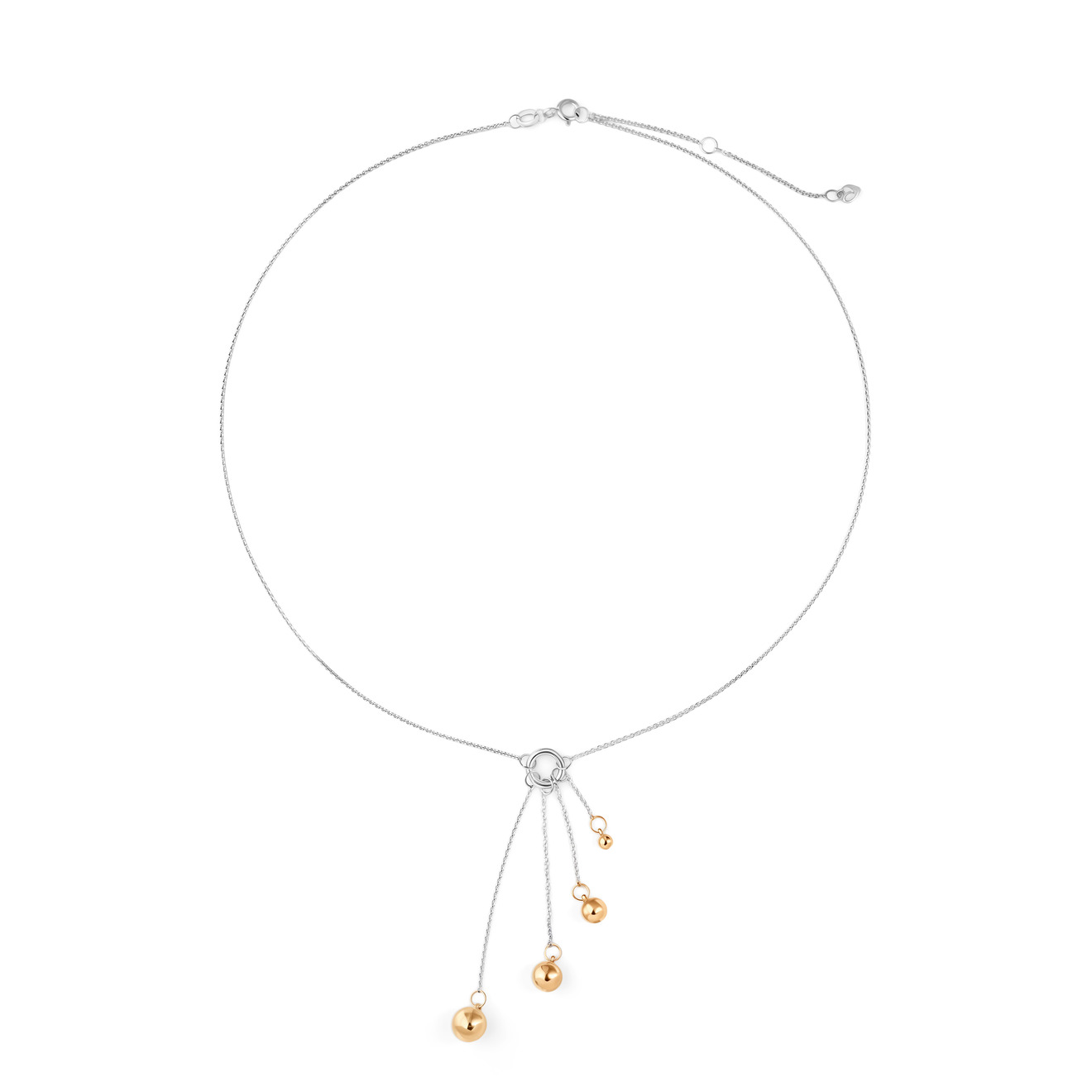 ура jewelry кольцо из серебра с позолоченными шариками на цепочке УРА jewelry Подвеска Шары из серебра с позолоченными шариками