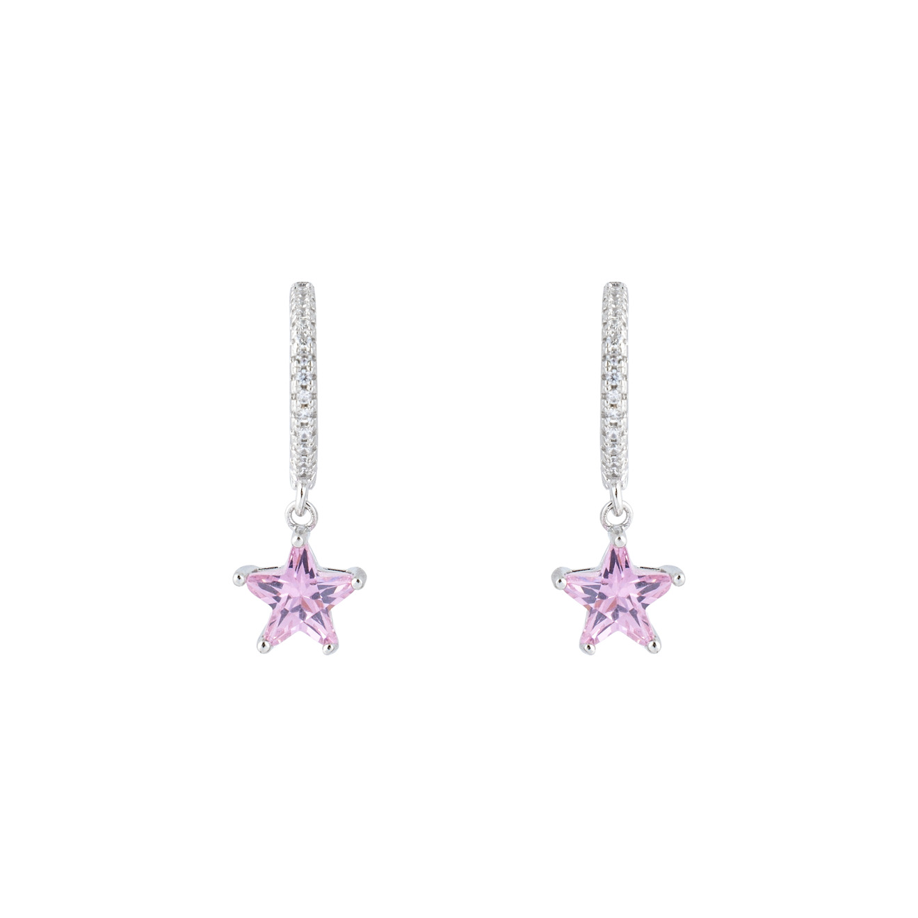 SKYE Серебряные серьги с розовыми кристаллами звездами цена и фото