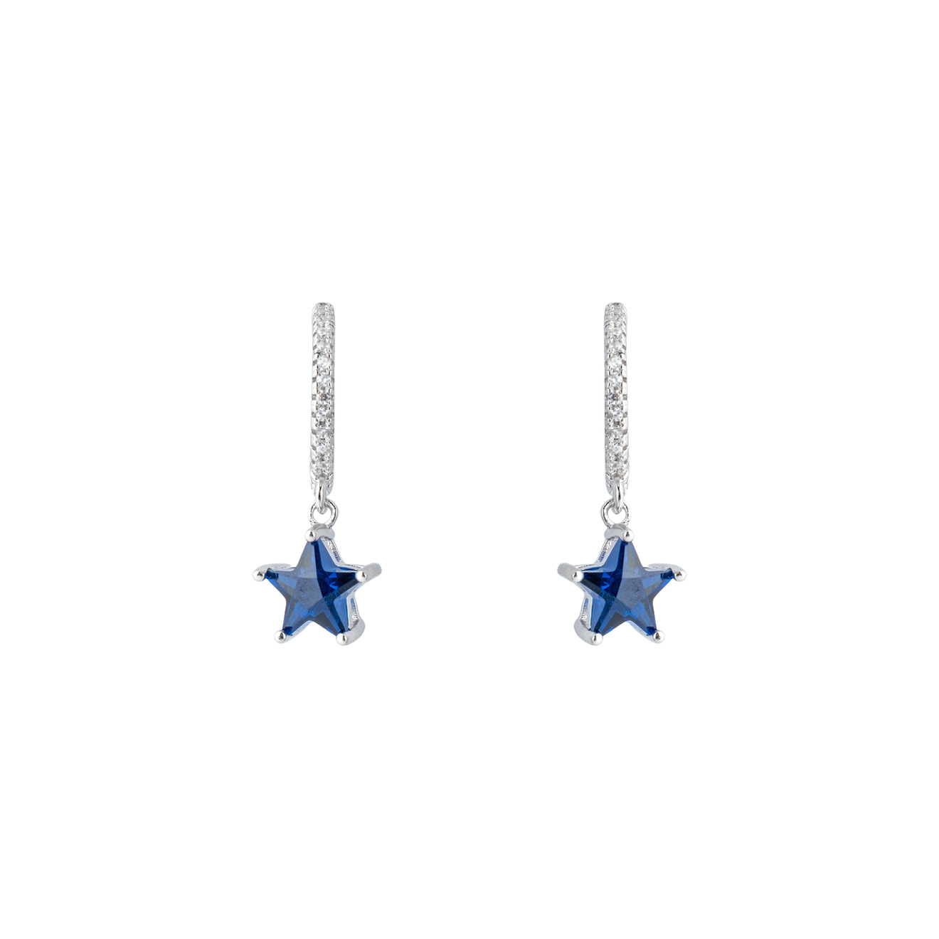 SKYE Серебряные серьги с синими кристаллами-звездами skye серебряное колье с кристаллами маленькими звездами и подвеской с большой звездой
