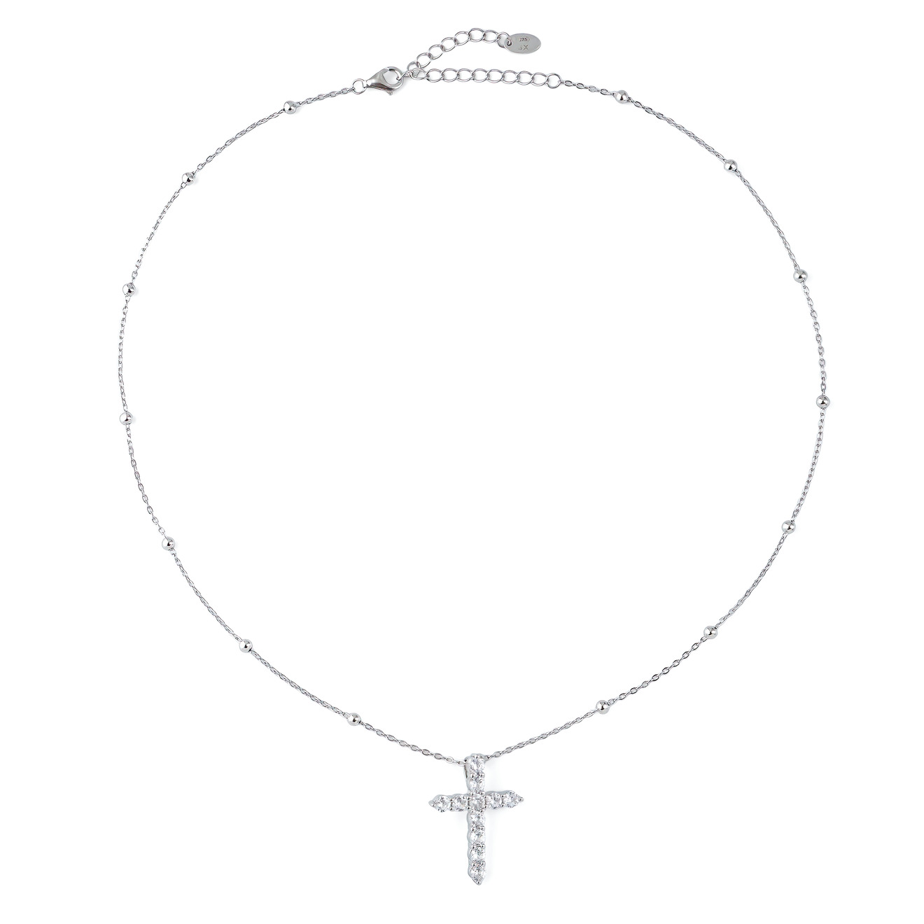 SKYE Колье из серебра с подвеской из кристаллов в форме креста skye позолоченое кольцо из серебра с подвеской сердечком и рубином