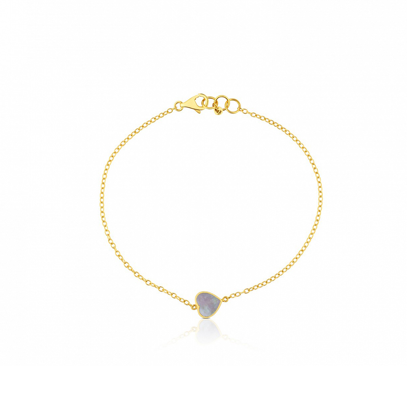 XXS yellow gold bracelet with mother-of-pearl heart