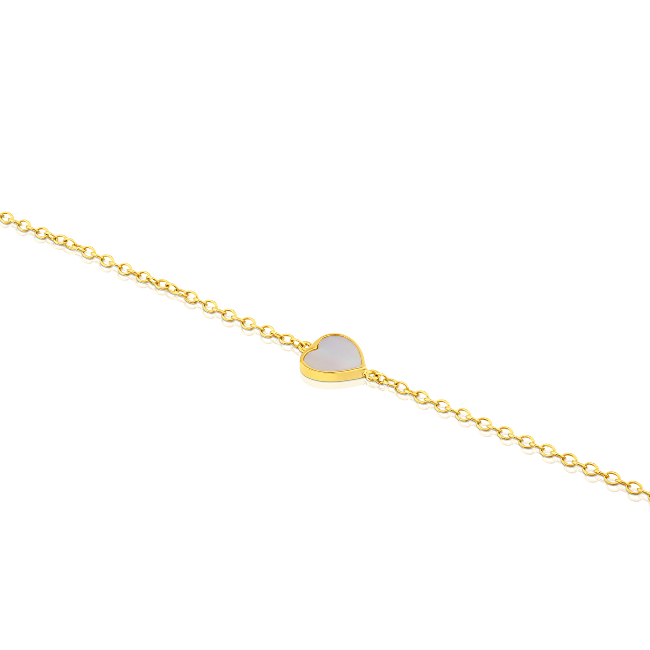 XXS yellow gold bracelet with mother-of-pearl heart