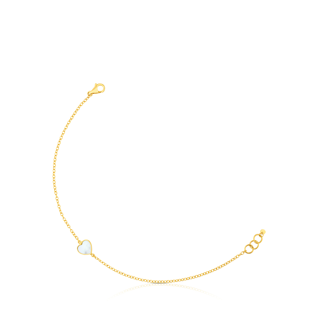 XXS yellow gold bracelet with mother-of-pearl heart
