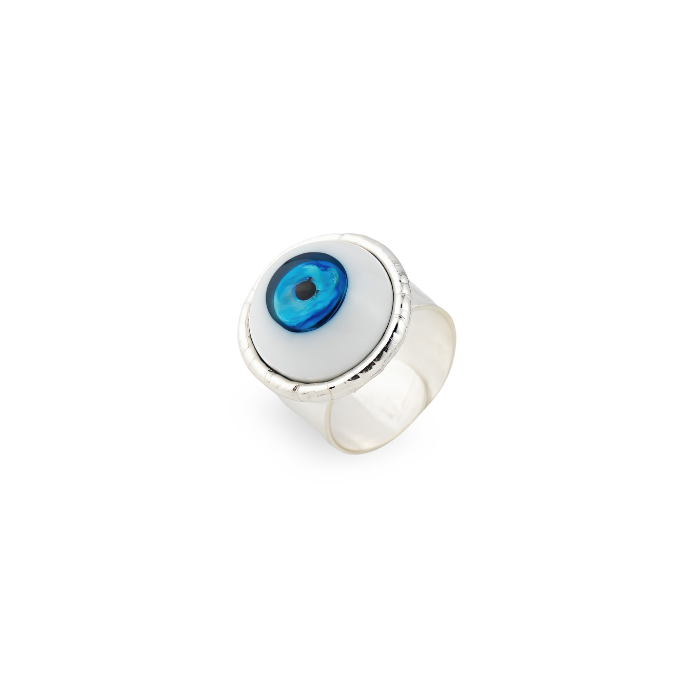 Poison Drop Lab Серебристое кольцо голубой глаз poison drop lab серебристое кольцо со стеклянным кабашоном в форме сердца черно желтое
