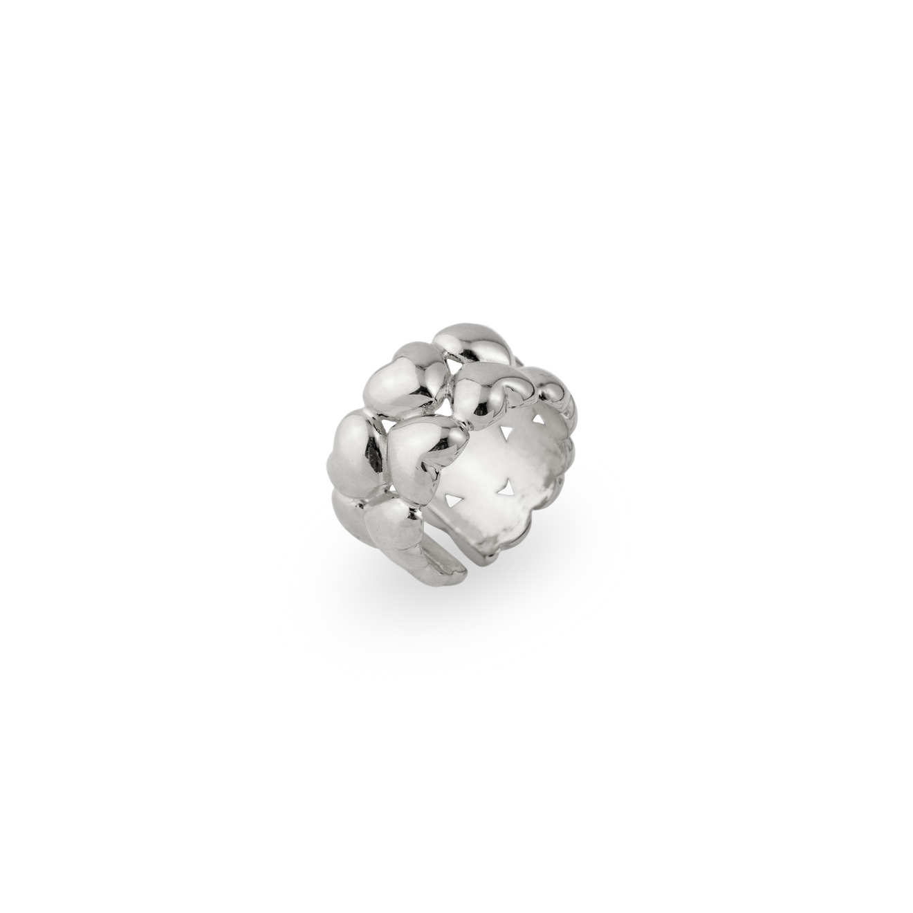 Aloud Незамкнутое серебристое кольцо из сердечек lisa smith серебристое кольцо с кисточкой из цепочек